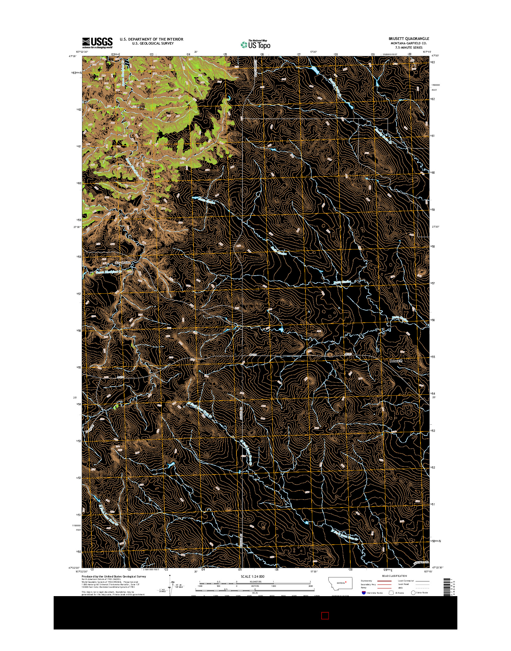 USGS US TOPO 7.5-MINUTE MAP FOR BRUSETT, MT 2014