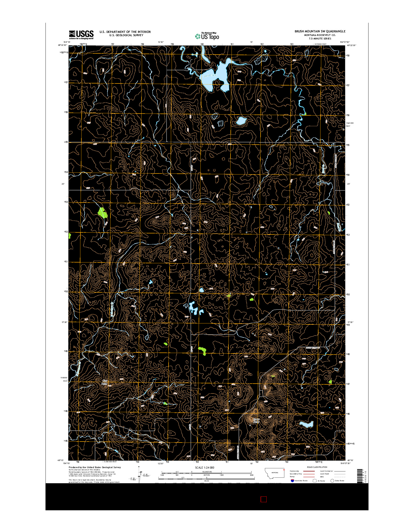 USGS US TOPO 7.5-MINUTE MAP FOR BRUSH MOUNTAIN SW, MT 2014