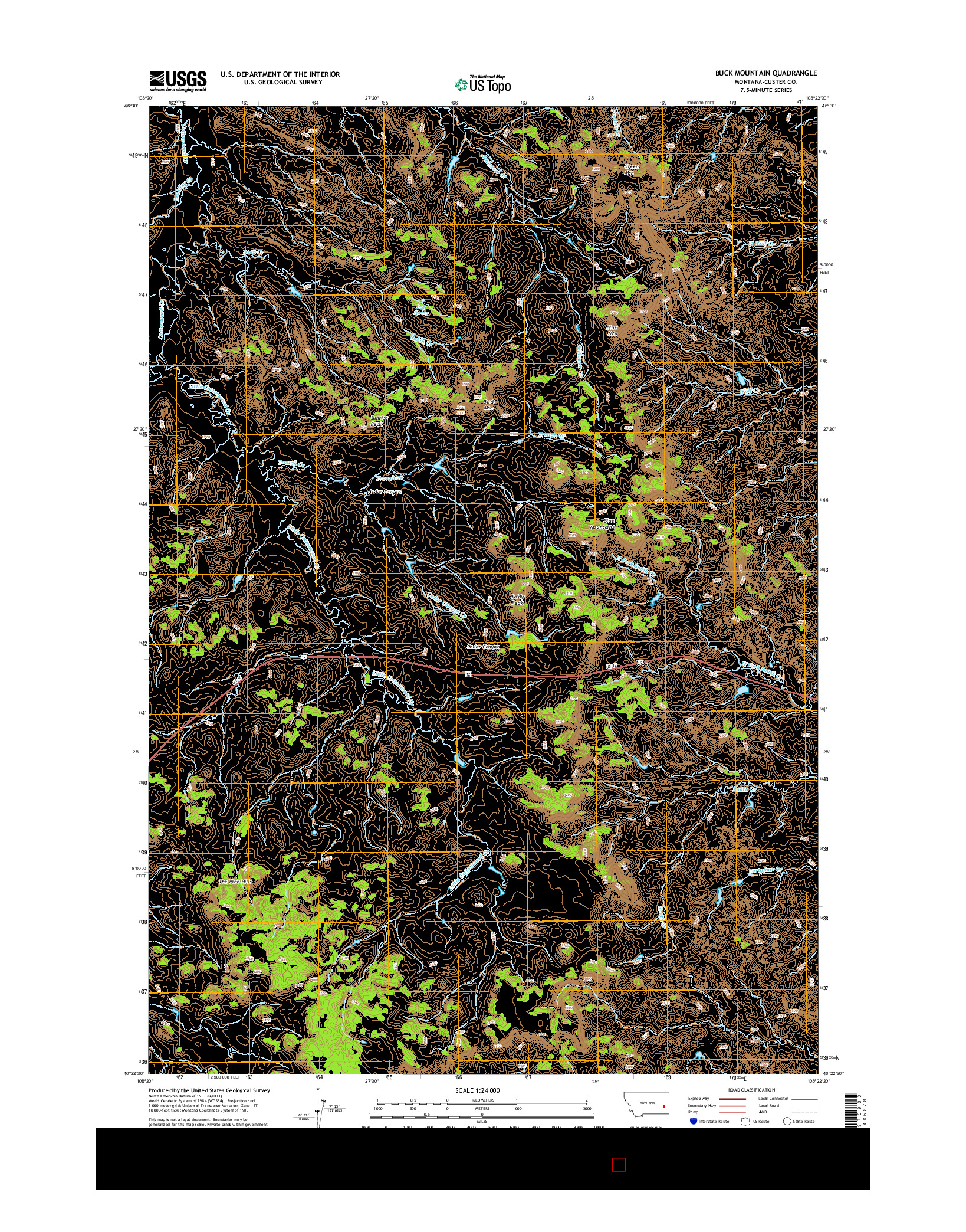 USGS US TOPO 7.5-MINUTE MAP FOR BUCK MOUNTAIN, MT 2014