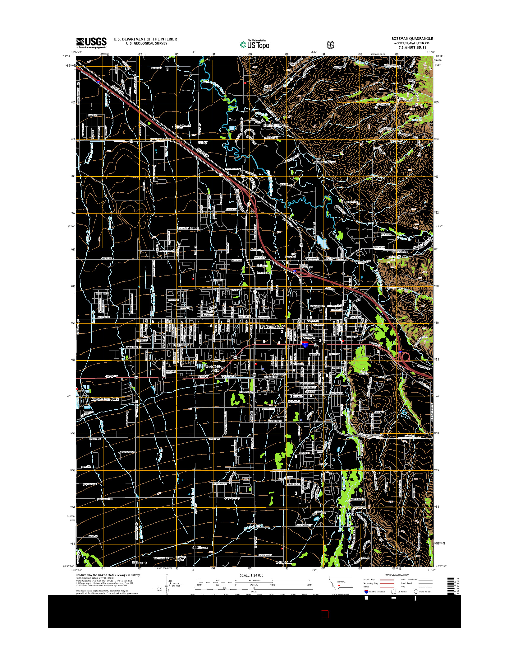 USGS US TOPO 7.5-MINUTE MAP FOR BOZEMAN, MT 2014