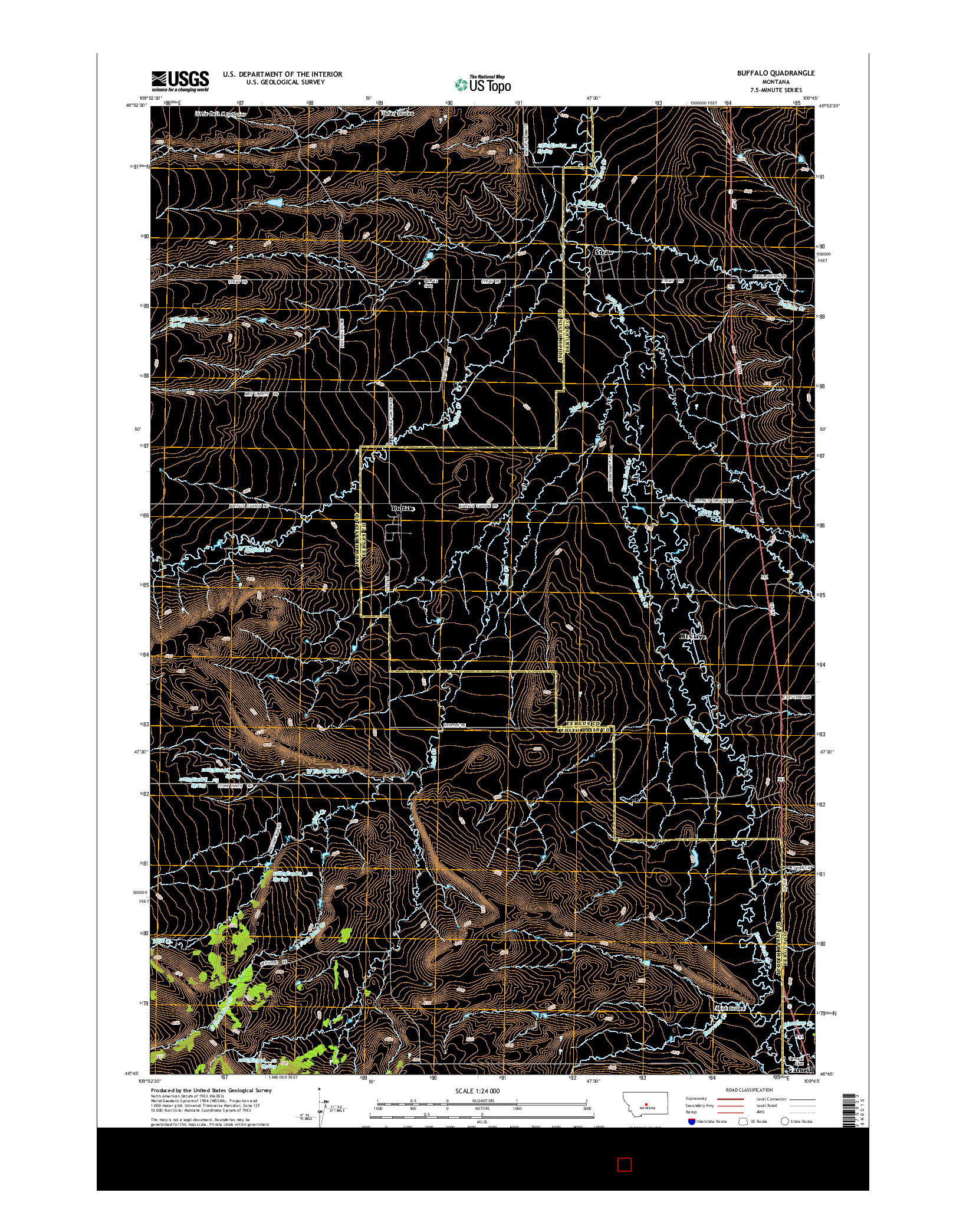 USGS US TOPO 7.5-MINUTE MAP FOR BUFFALO, MT 2014