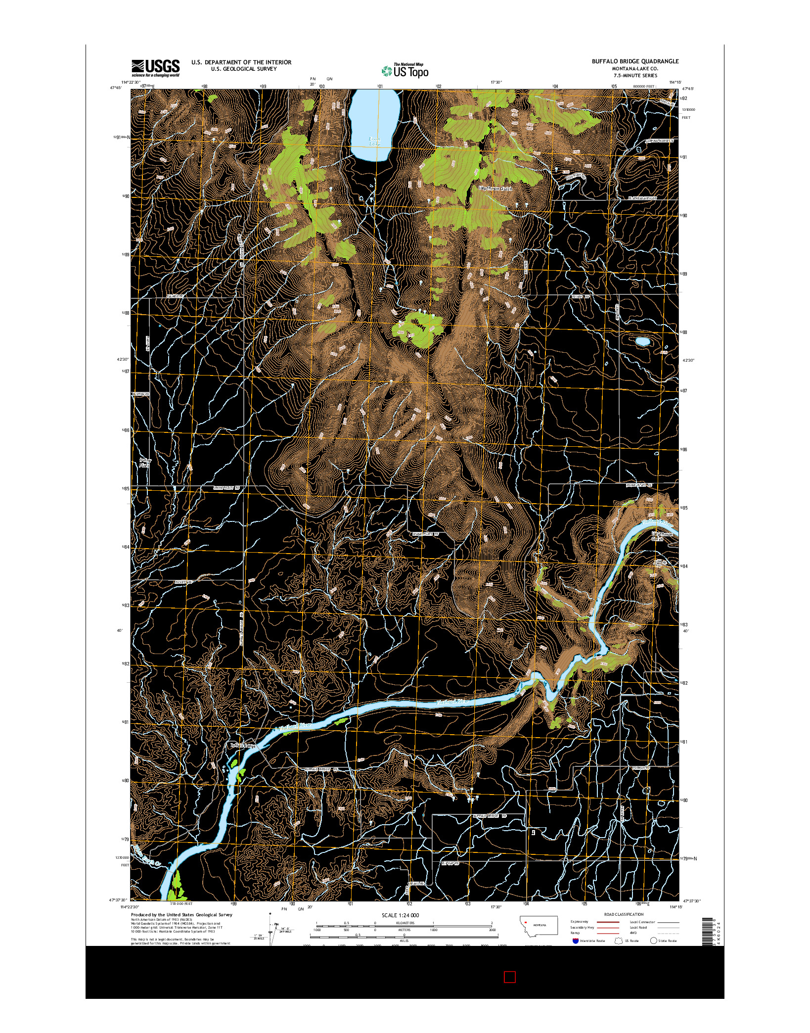 USGS US TOPO 7.5-MINUTE MAP FOR BUFFALO BRIDGE, MT 2014