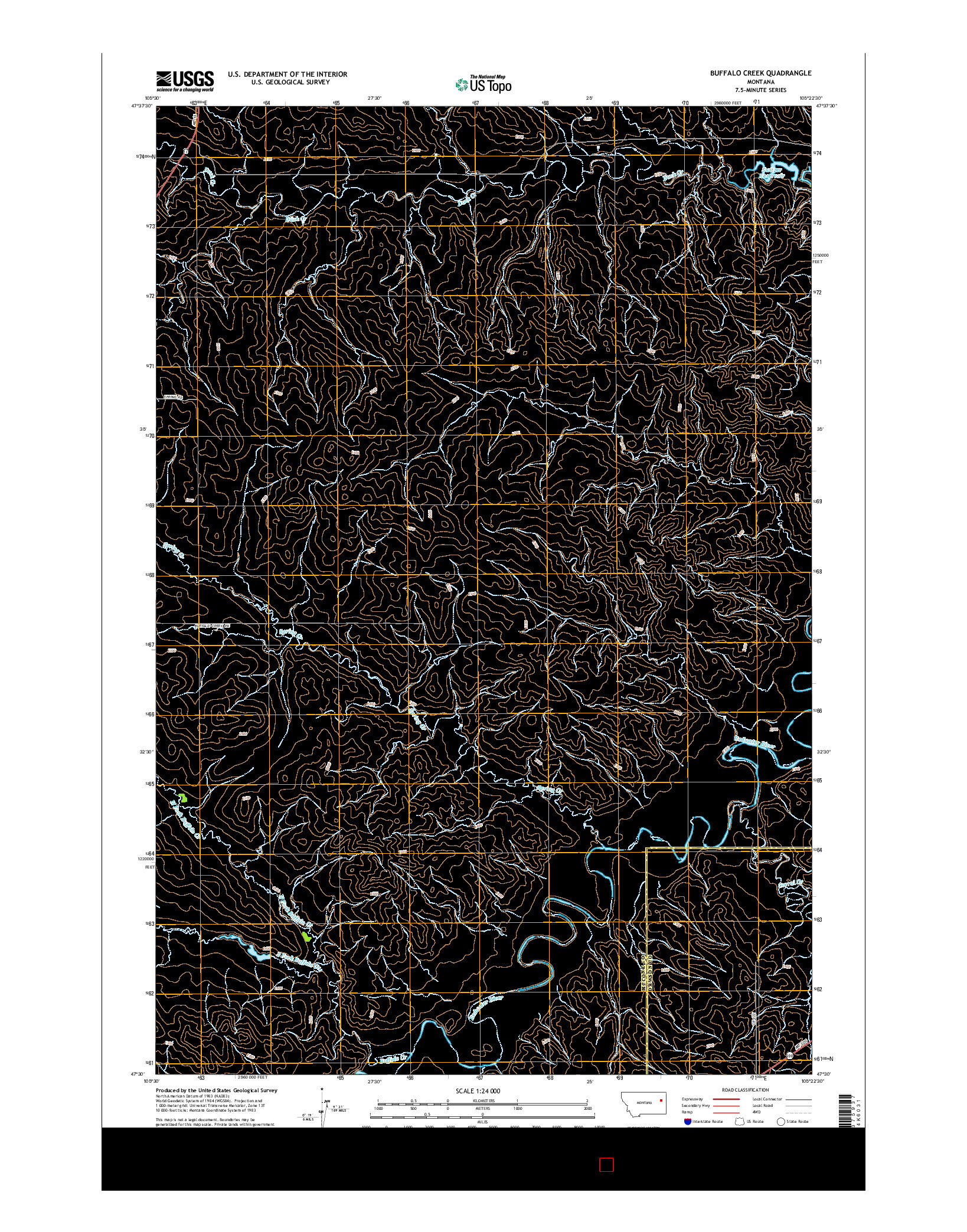 USGS US TOPO 7.5-MINUTE MAP FOR BUFFALO CREEK, MT 2014