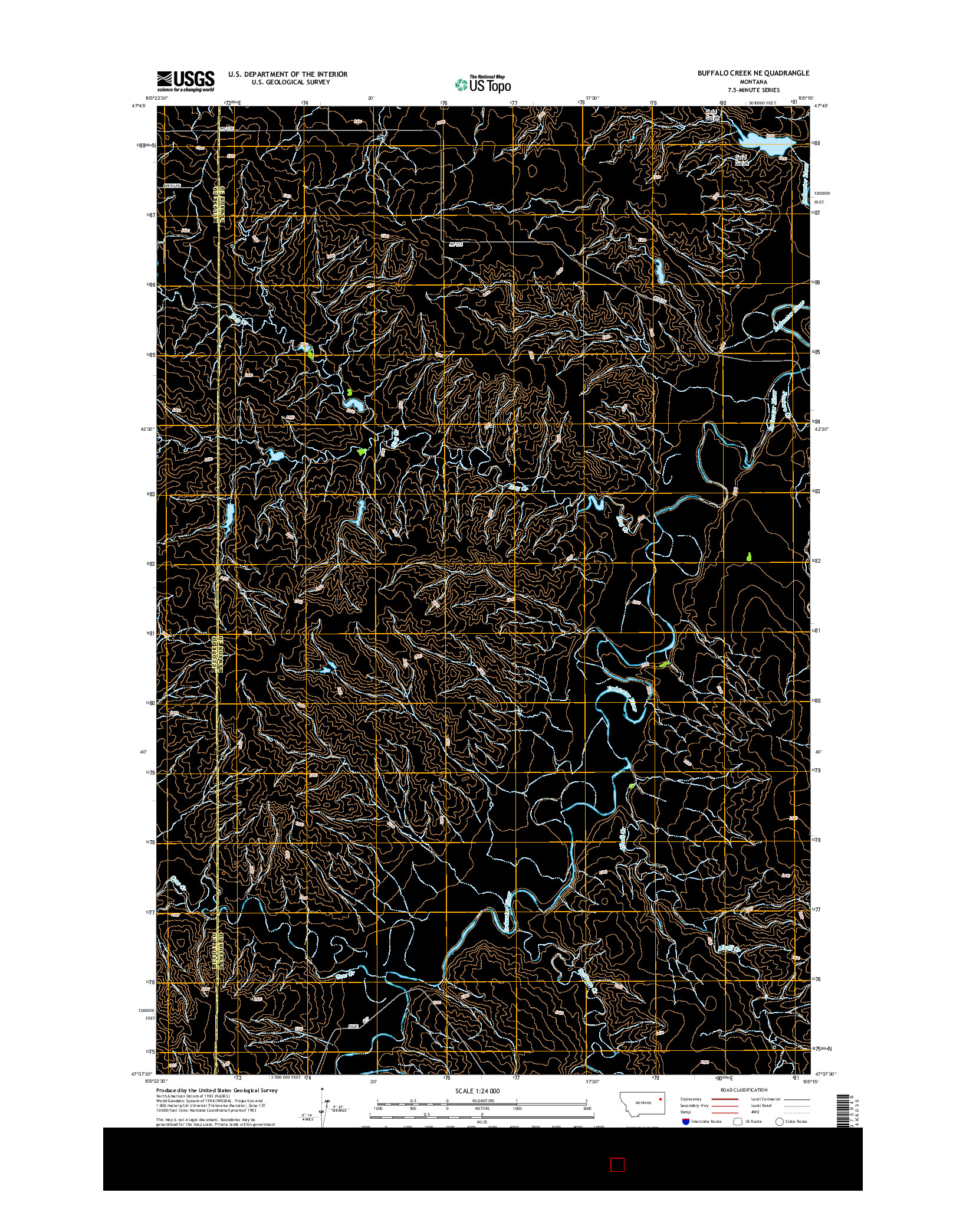 USGS US TOPO 7.5-MINUTE MAP FOR BUFFALO CREEK NE, MT 2014