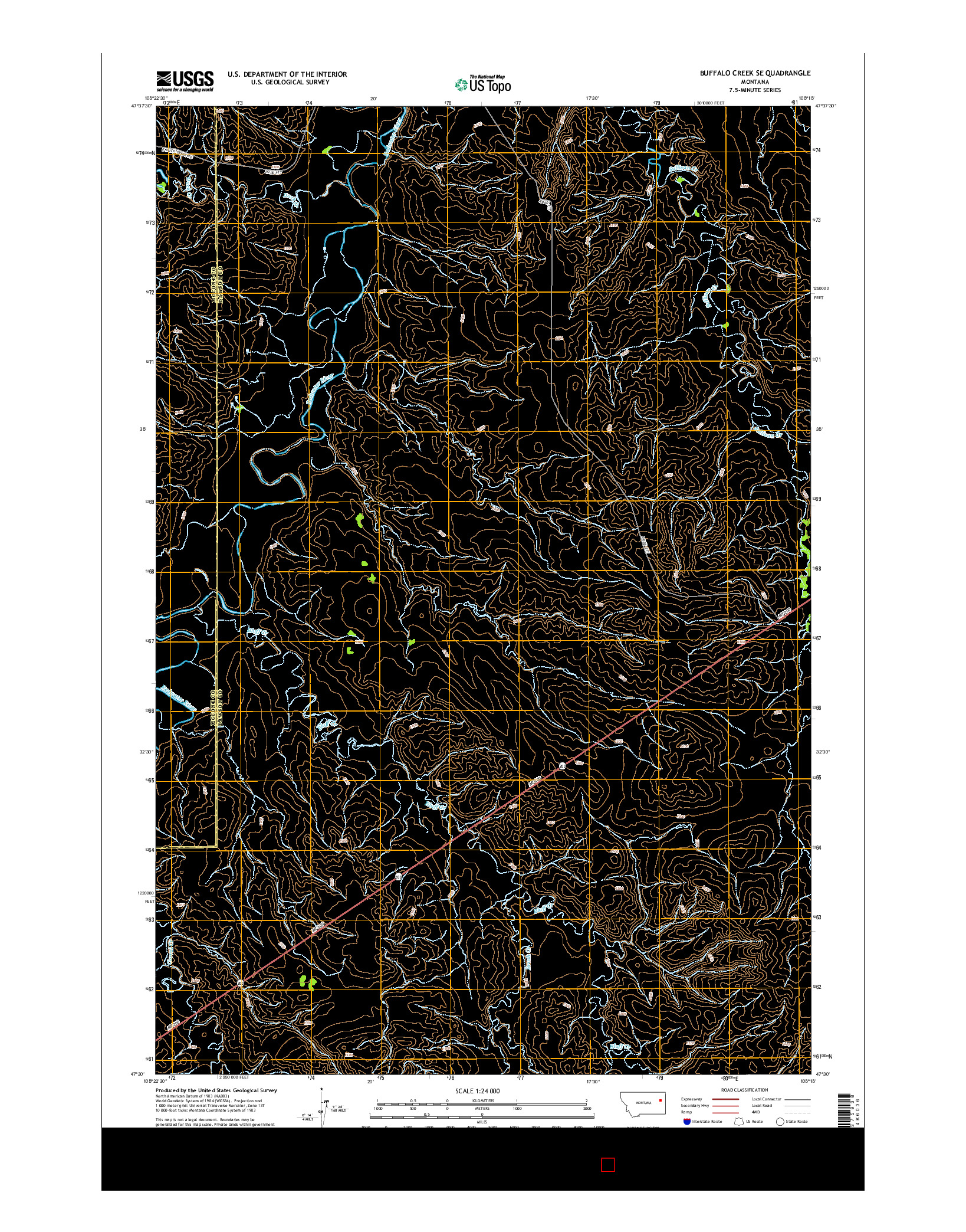 USGS US TOPO 7.5-MINUTE MAP FOR BUFFALO CREEK SE, MT 2014