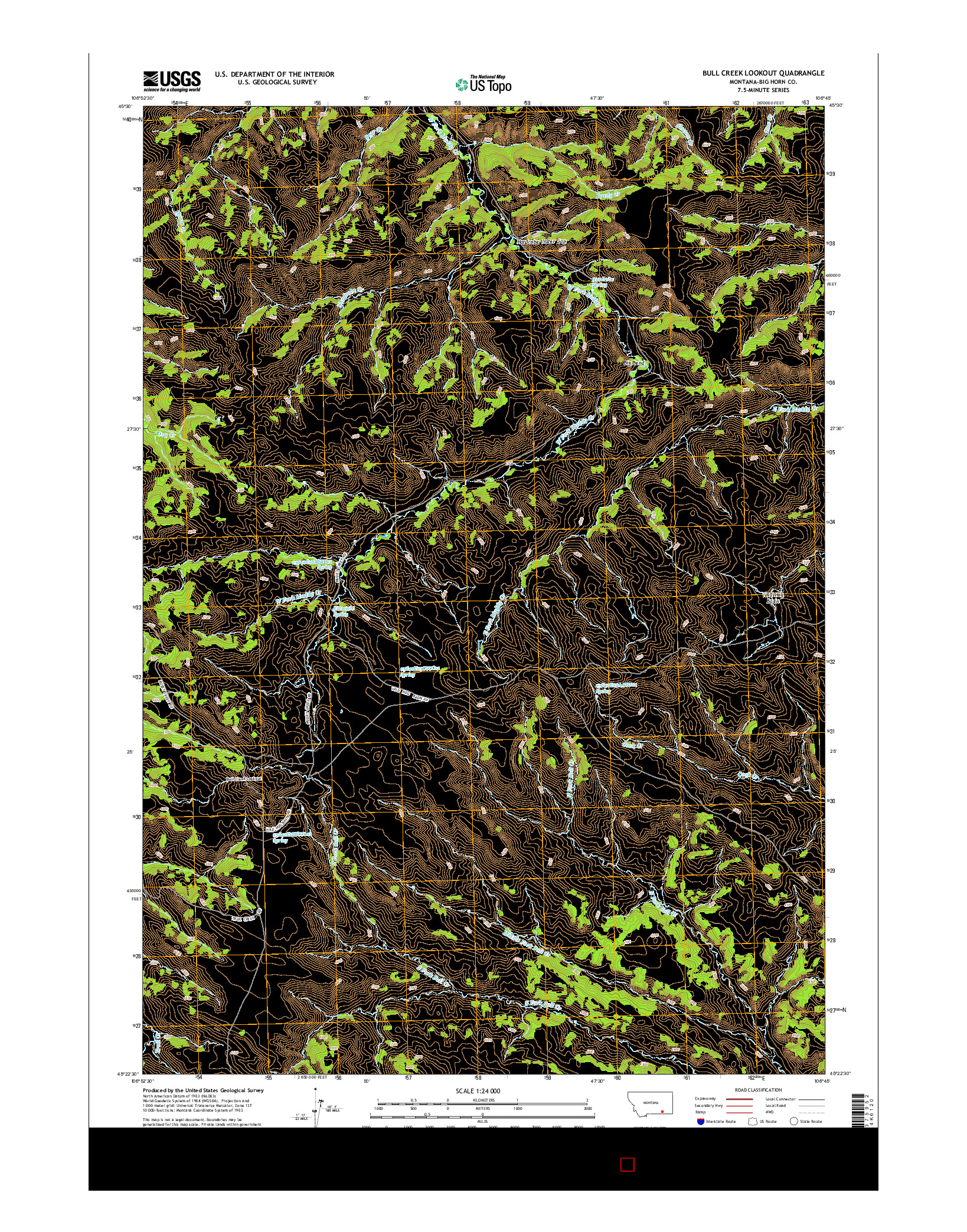USGS US TOPO 7.5-MINUTE MAP FOR BULL CREEK LOOKOUT, MT 2014