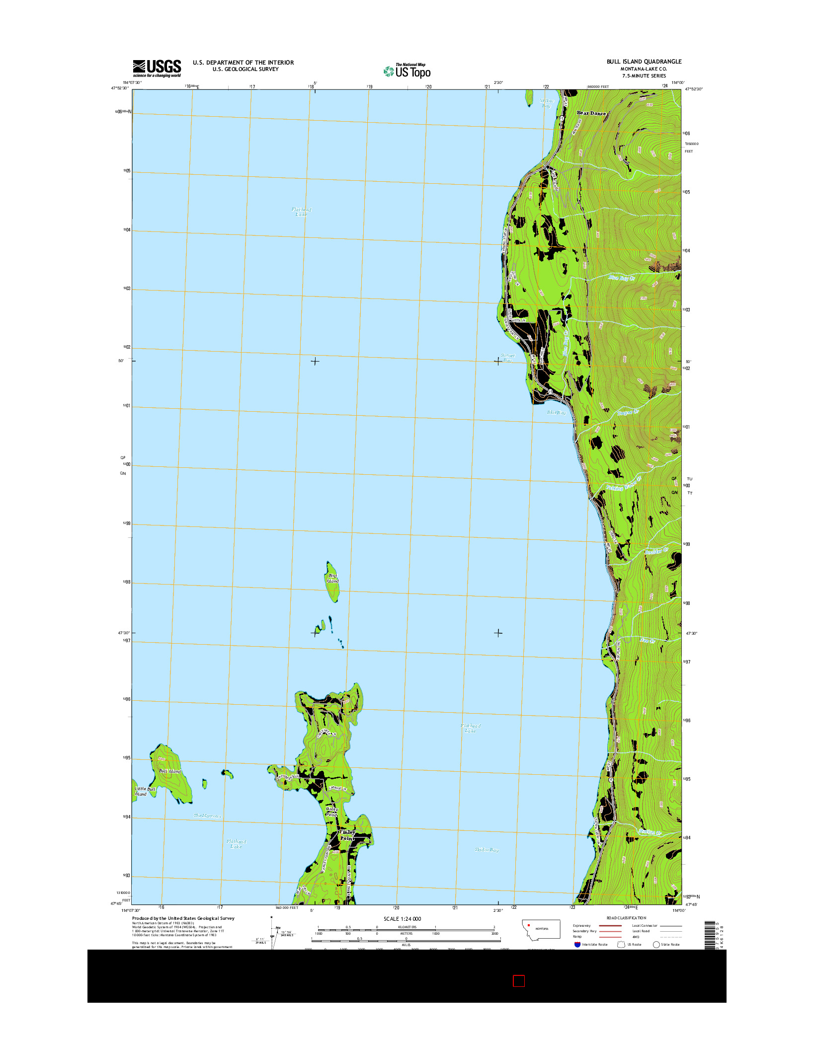 USGS US TOPO 7.5-MINUTE MAP FOR BULL ISLAND, MT 2014