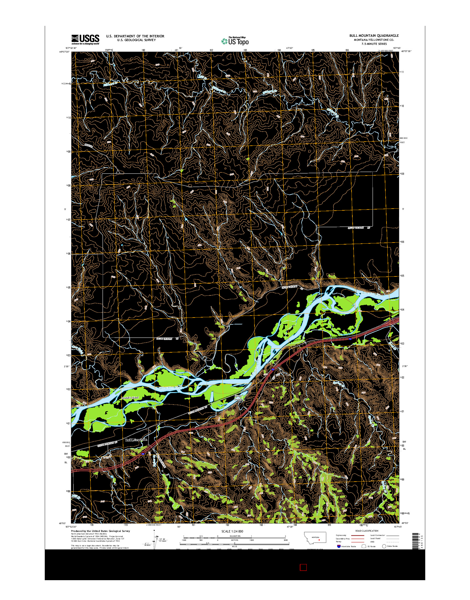 USGS US TOPO 7.5-MINUTE MAP FOR BULL MOUNTAIN, MT 2014