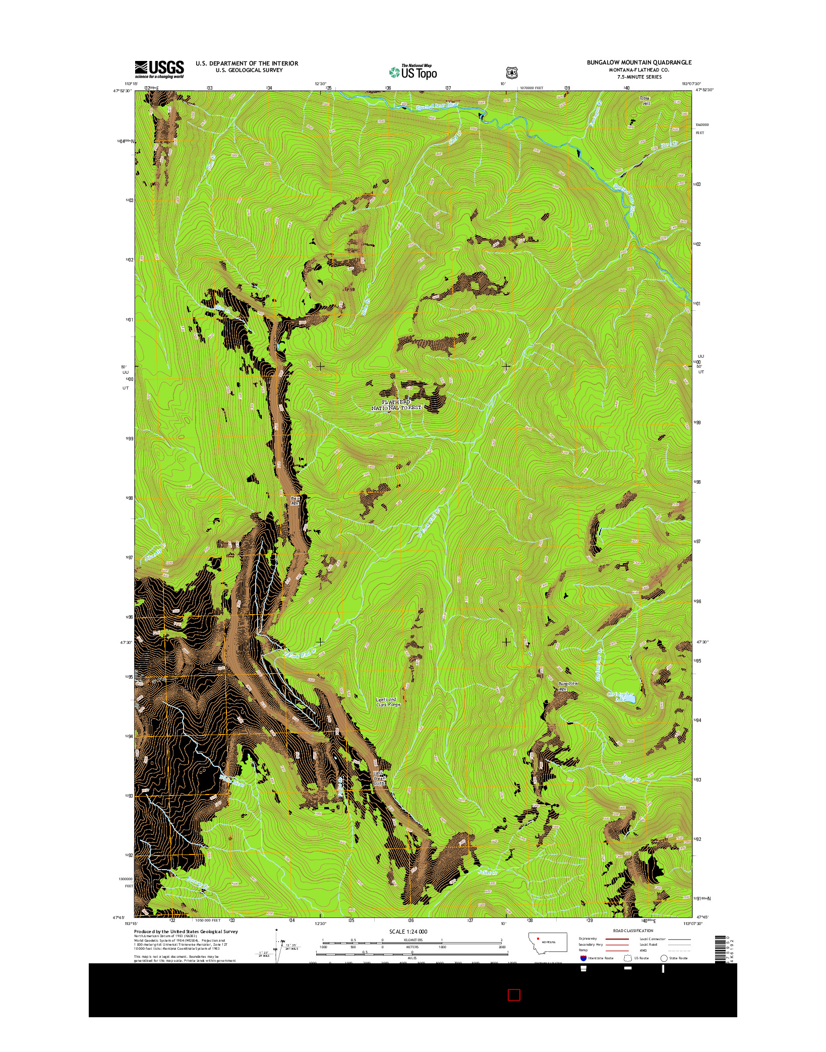 USGS US TOPO 7.5-MINUTE MAP FOR BUNGALOW MOUNTAIN, MT 2014