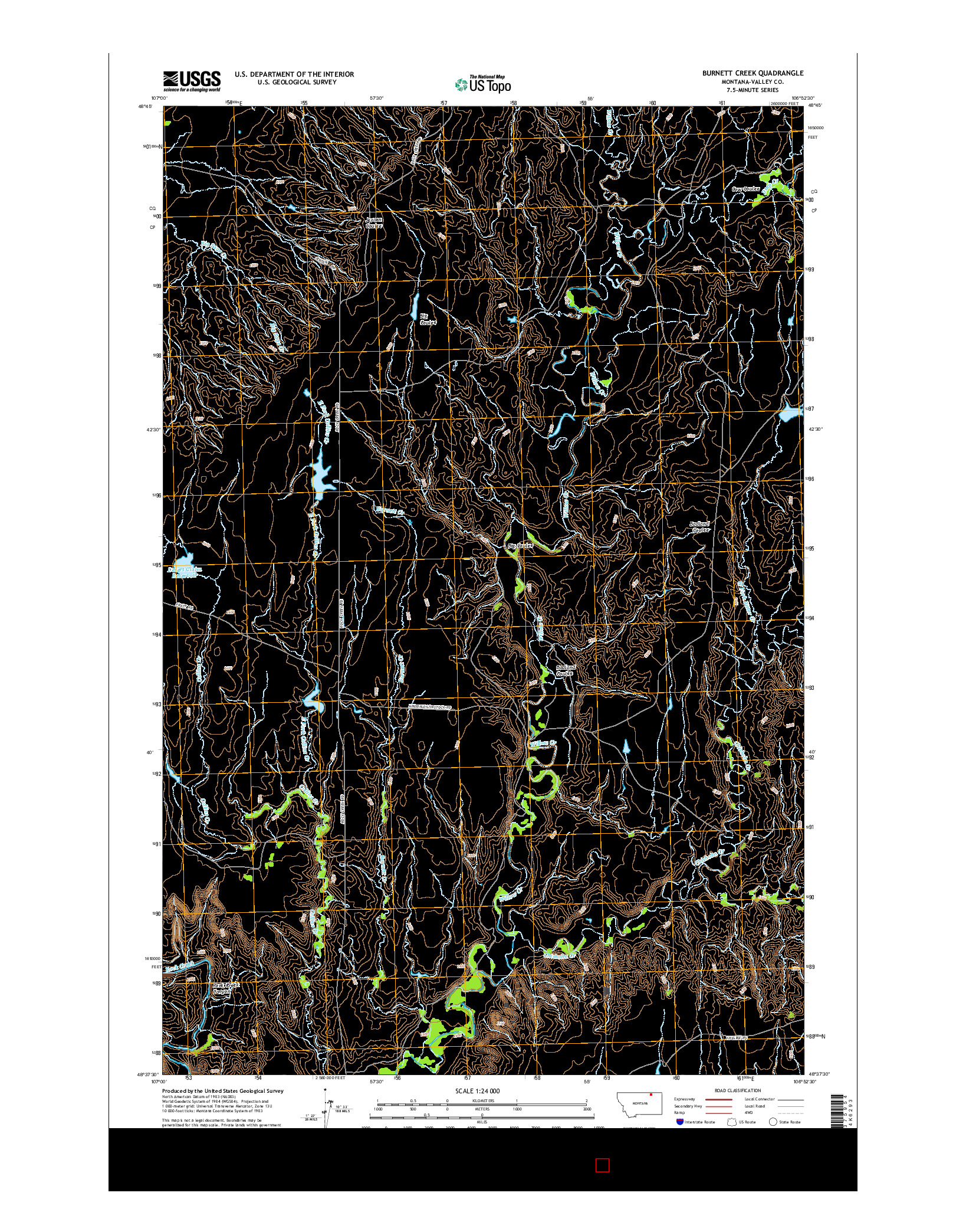 USGS US TOPO 7.5-MINUTE MAP FOR BURNETT CREEK, MT 2014