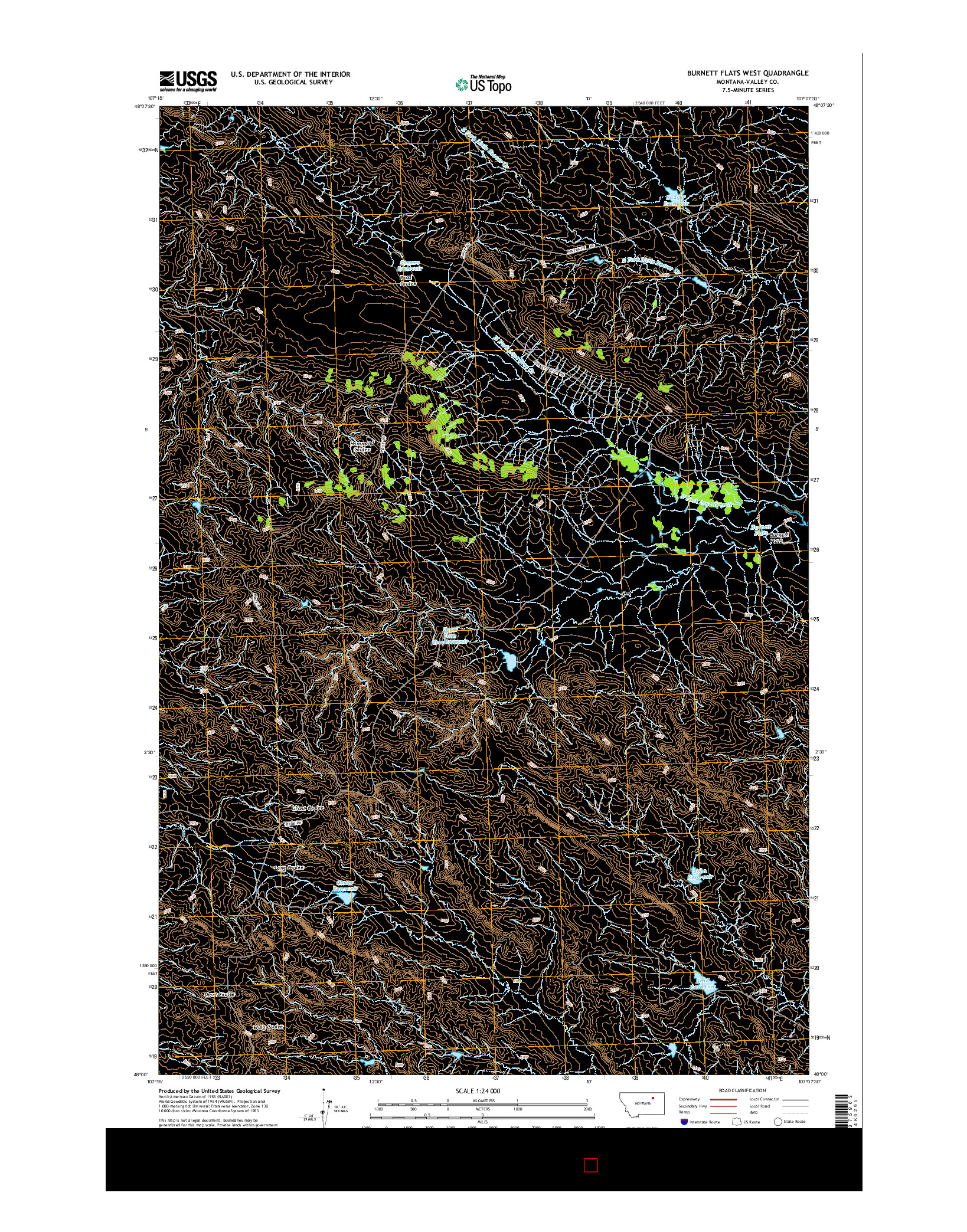 USGS US TOPO 7.5-MINUTE MAP FOR BURNETT FLATS WEST, MT 2014