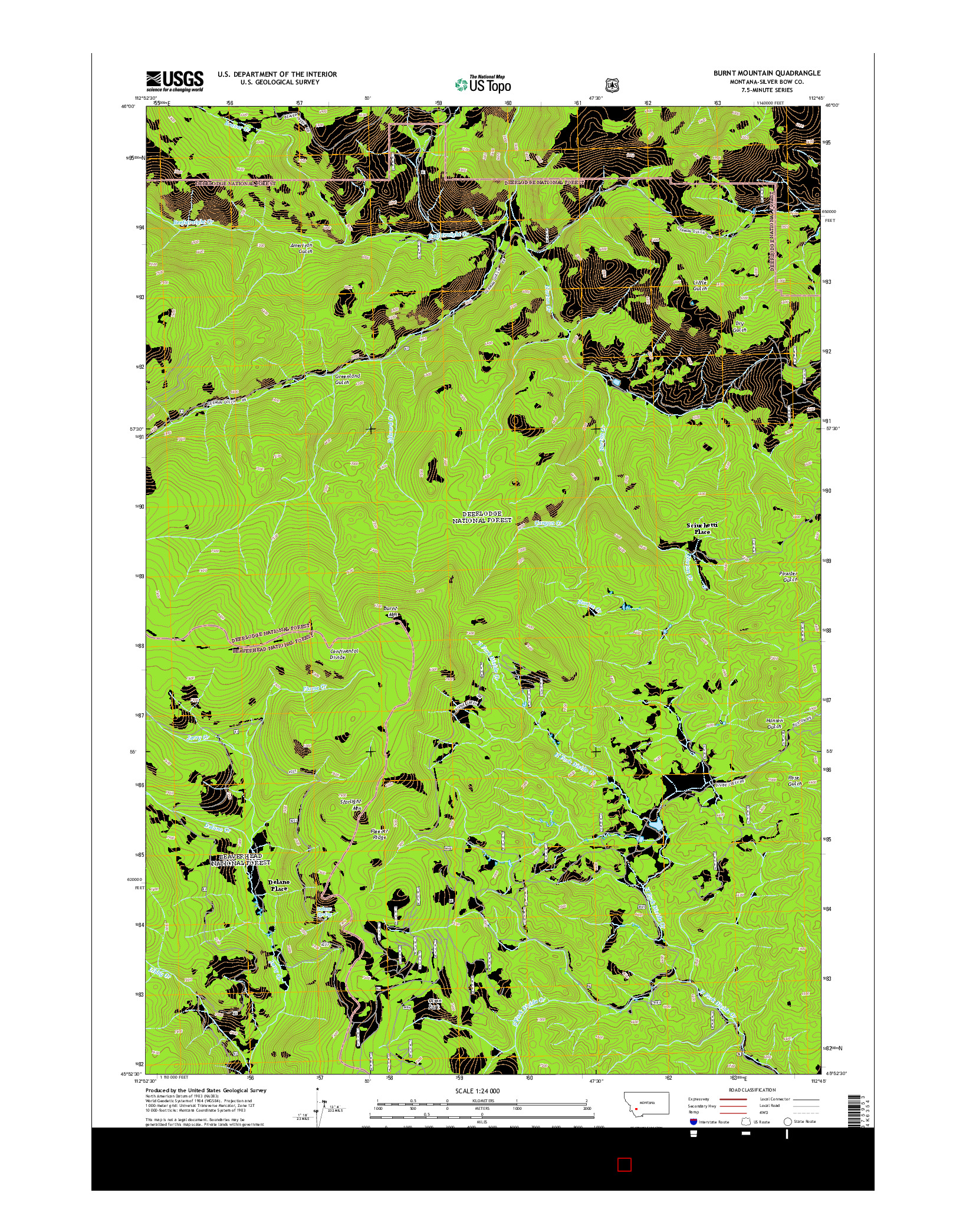 USGS US TOPO 7.5-MINUTE MAP FOR BURNT MOUNTAIN, MT 2014