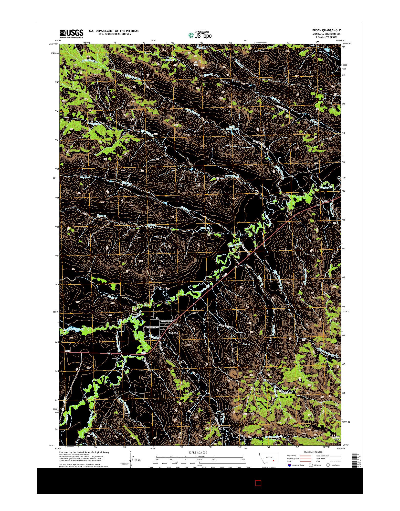 USGS US TOPO 7.5-MINUTE MAP FOR BUSBY, MT 2014