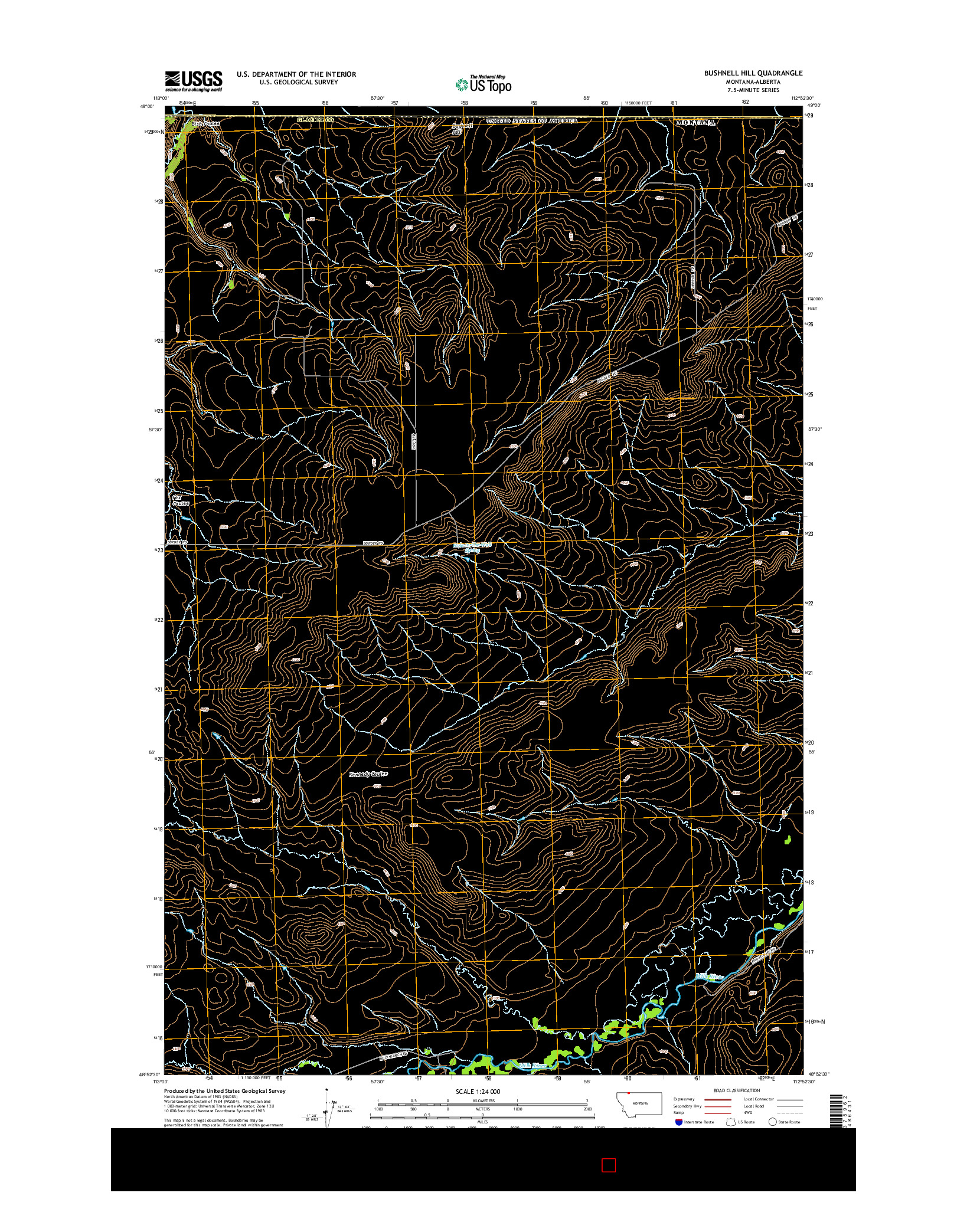 USGS US TOPO 7.5-MINUTE MAP FOR BUSHNELL HILL, MT-AB 2014