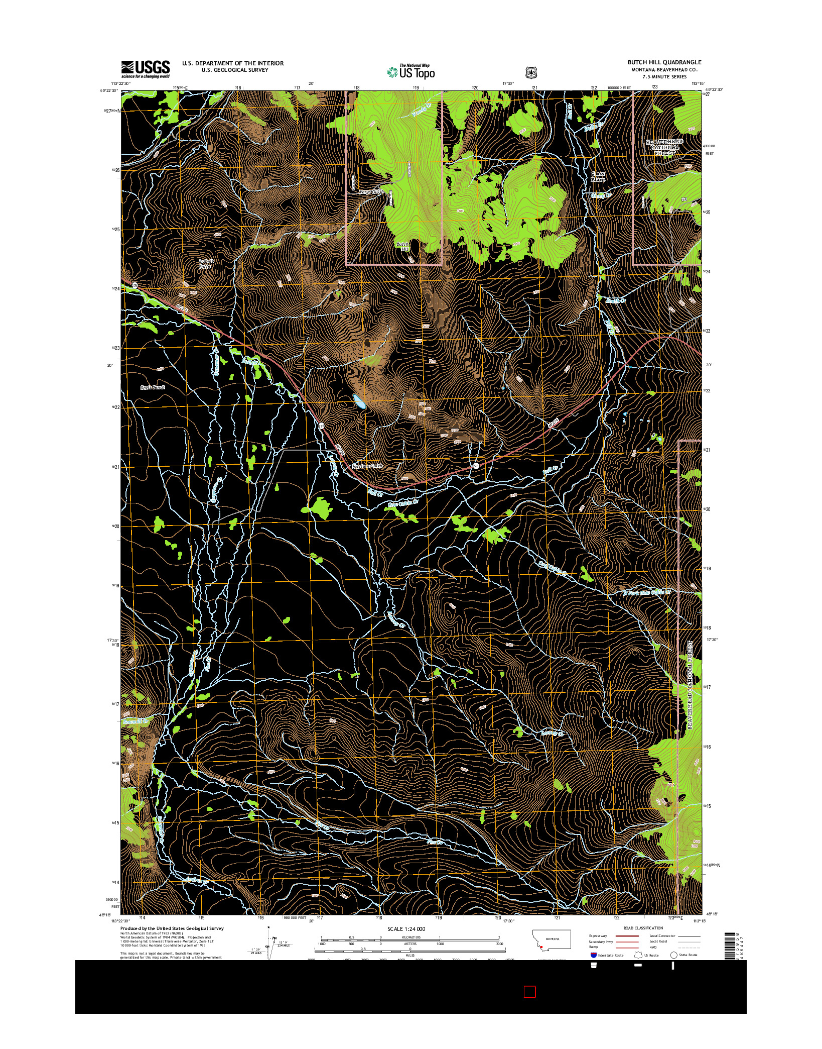 USGS US TOPO 7.5-MINUTE MAP FOR BUTCH HILL, MT 2014