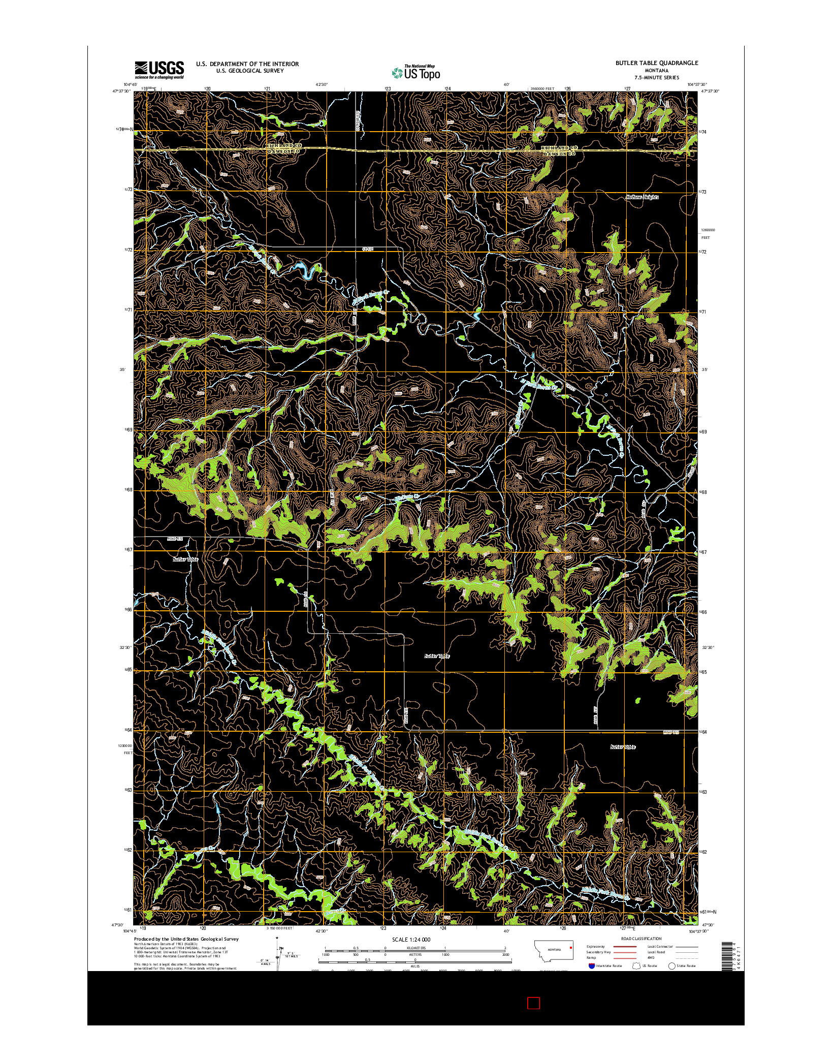 USGS US TOPO 7.5-MINUTE MAP FOR BUTLER TABLE, MT 2014
