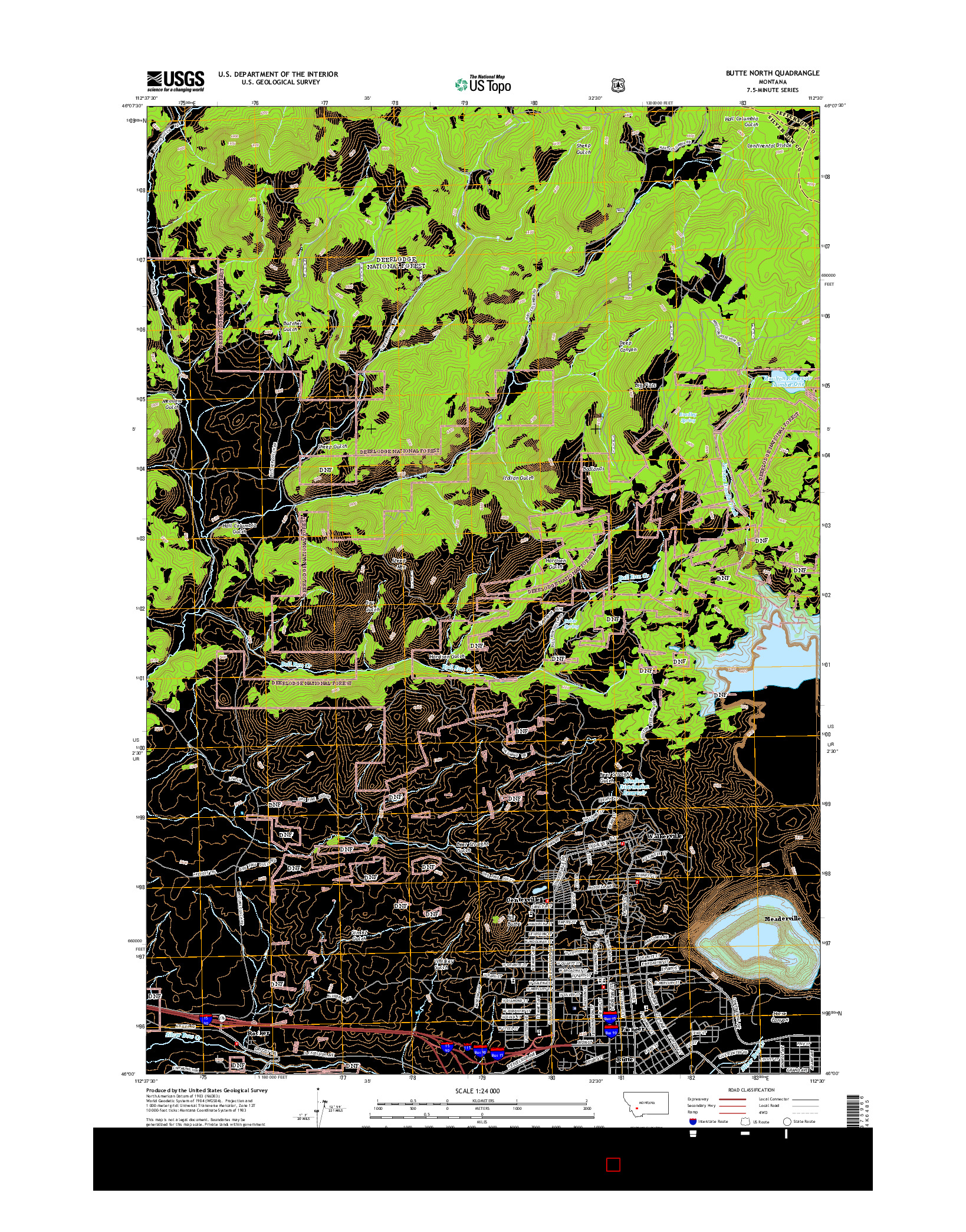 USGS US TOPO 7.5-MINUTE MAP FOR BUTTE NORTH, MT 2014