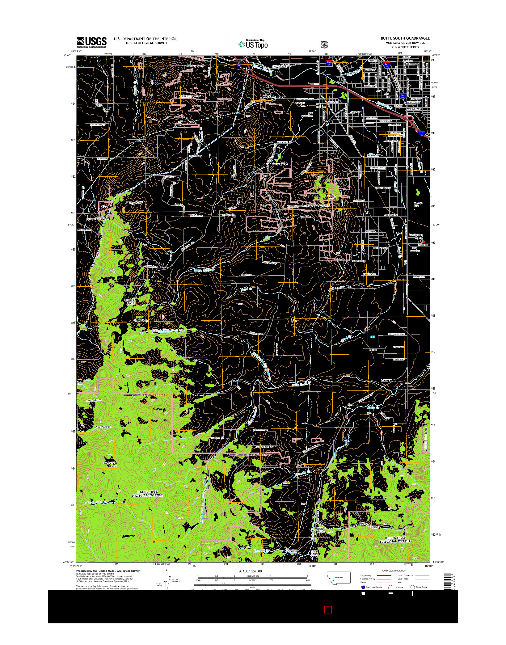 USGS US TOPO 7.5-MINUTE MAP FOR BUTTE SOUTH, MT 2014