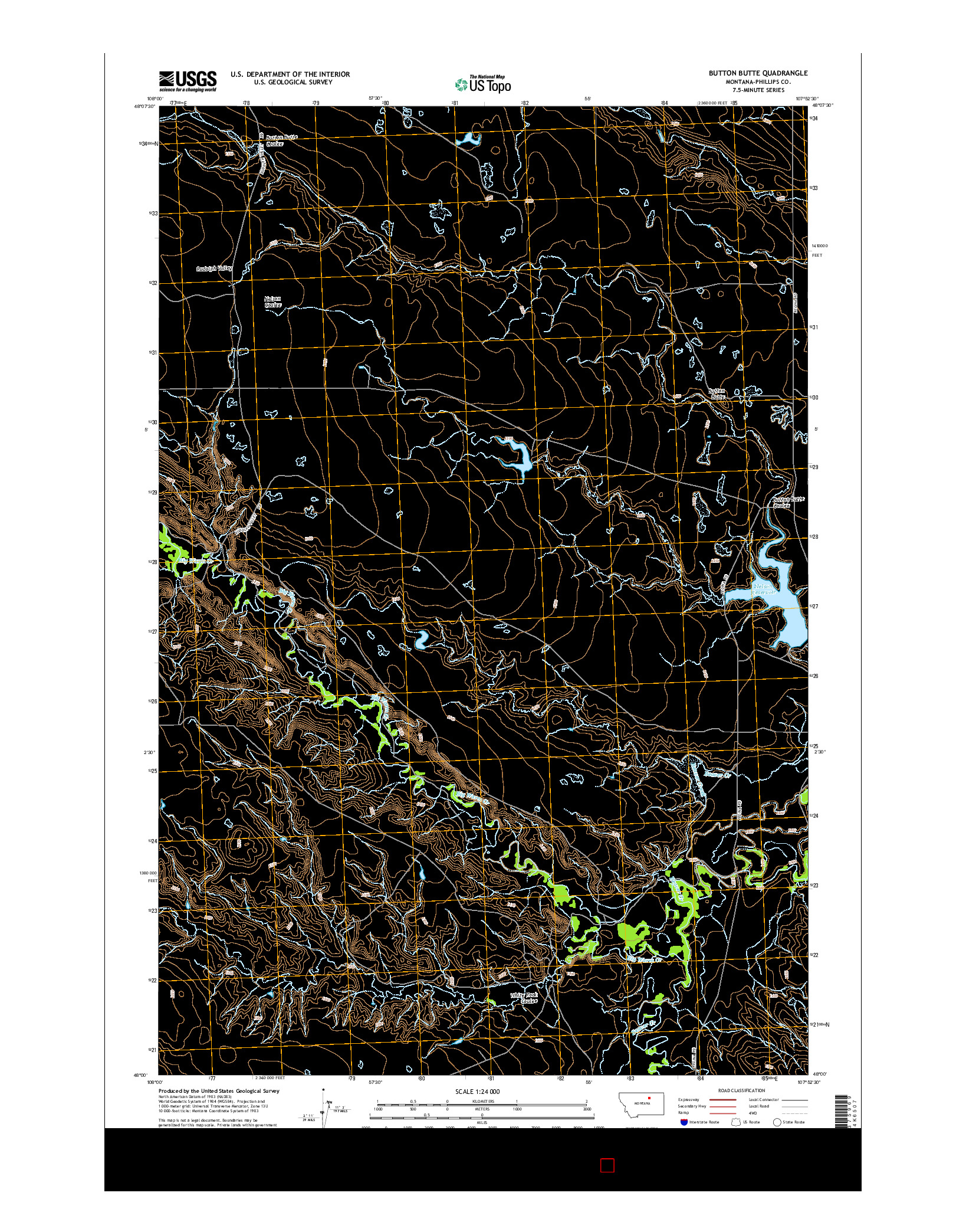 USGS US TOPO 7.5-MINUTE MAP FOR BUTTON BUTTE, MT 2014