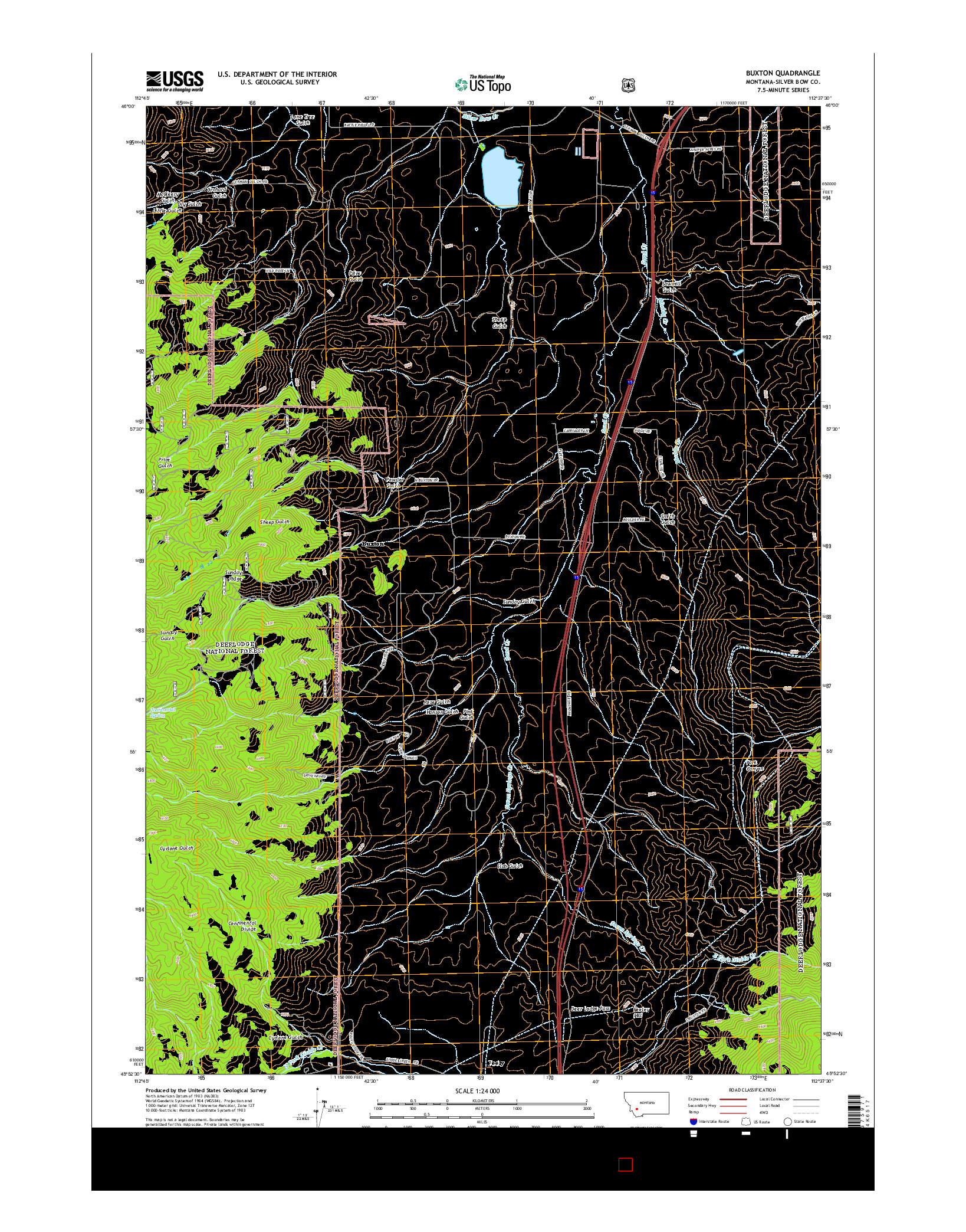 USGS US TOPO 7.5-MINUTE MAP FOR BUXTON, MT 2014
