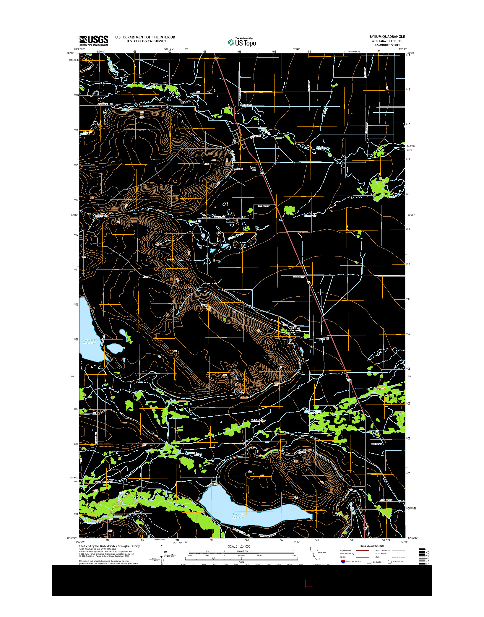 USGS US TOPO 7.5-MINUTE MAP FOR BYNUM, MT 2014