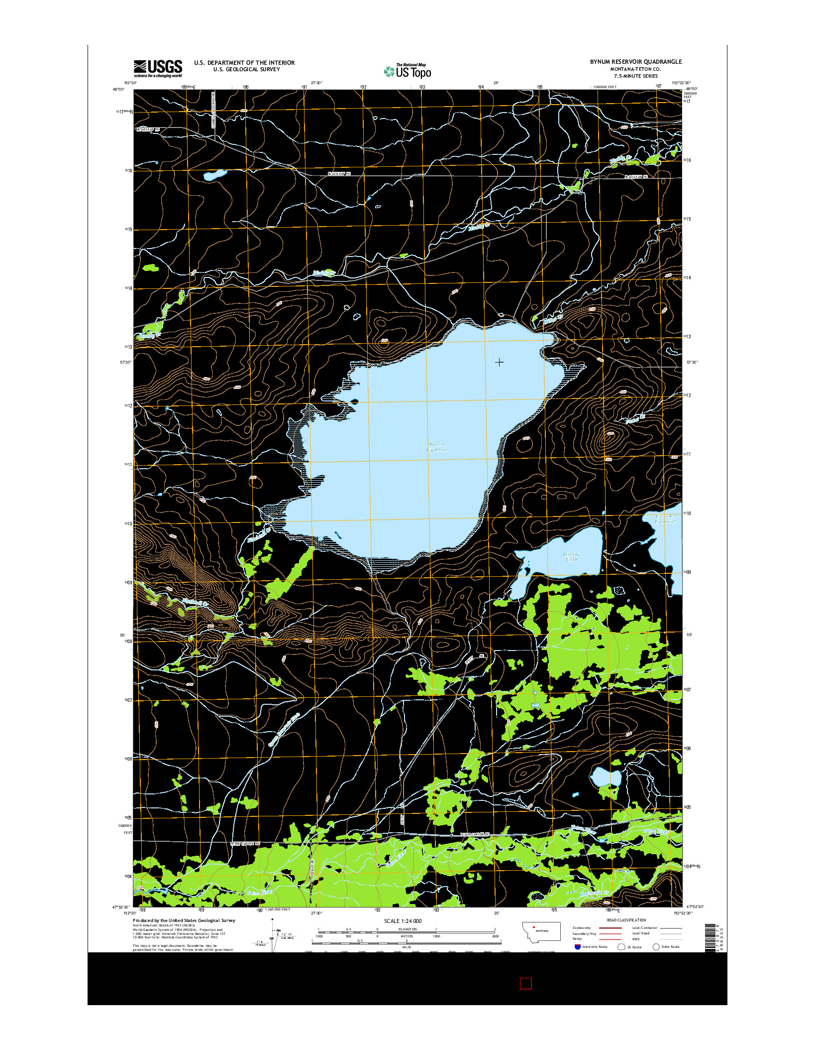 USGS US TOPO 7.5-MINUTE MAP FOR BYNUM RESERVOIR, MT 2014