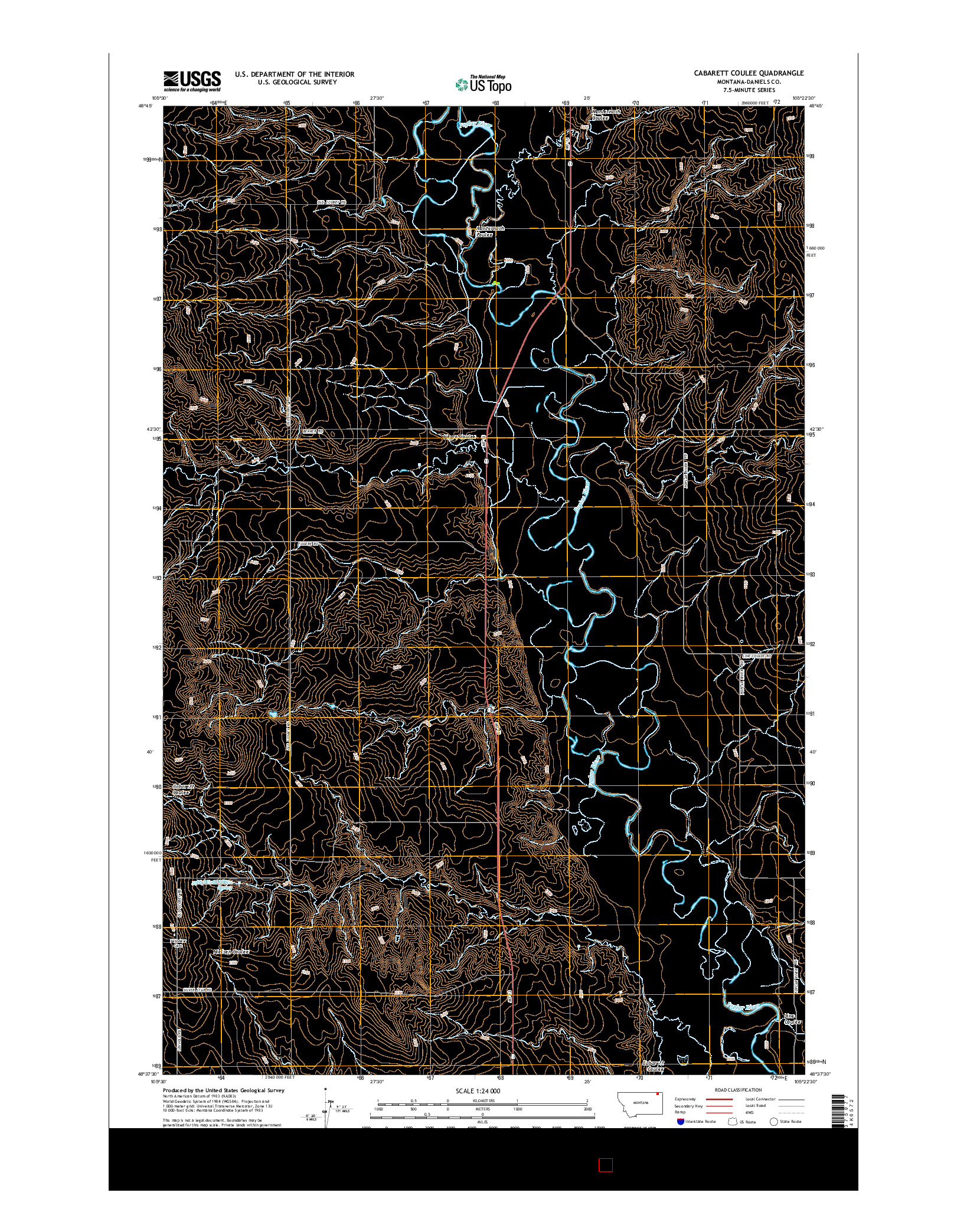 USGS US TOPO 7.5-MINUTE MAP FOR CABARETT COULEE, MT 2014