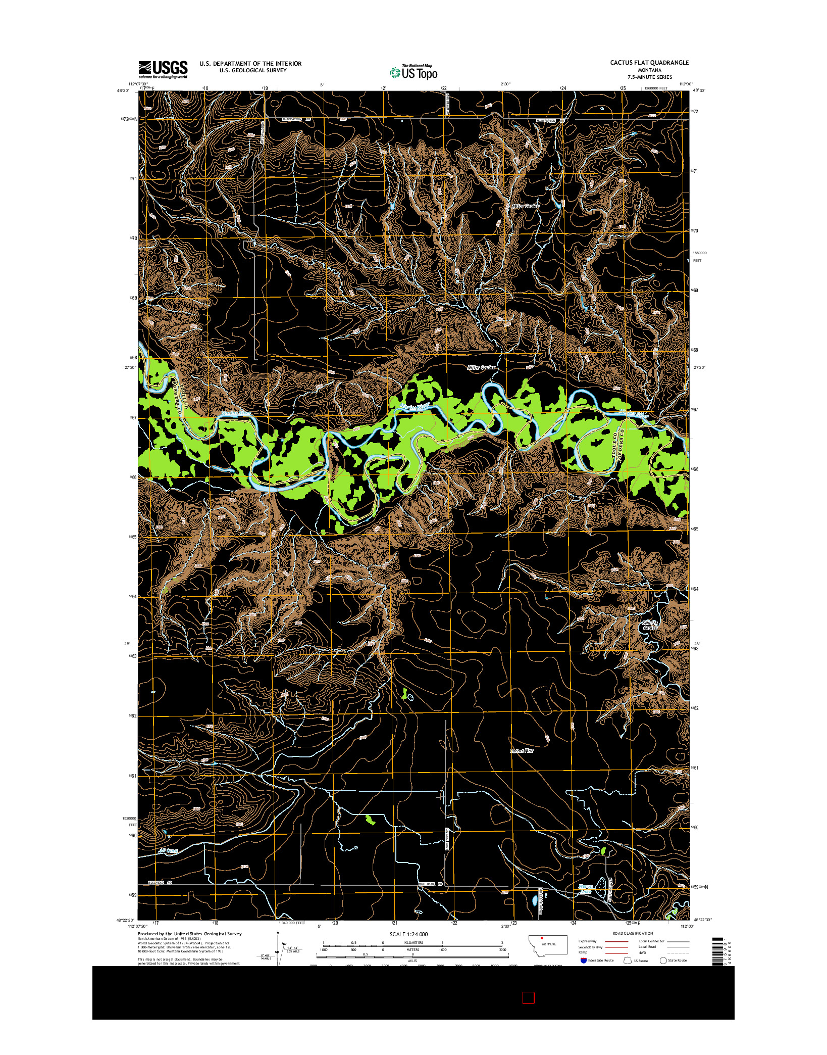 USGS US TOPO 7.5-MINUTE MAP FOR CACTUS FLAT, MT 2014