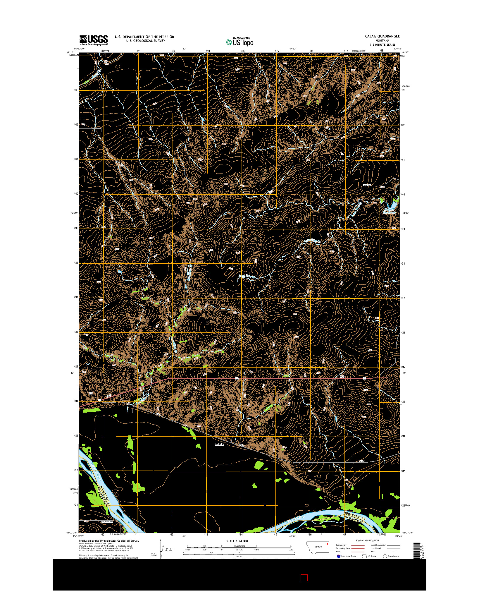 USGS US TOPO 7.5-MINUTE MAP FOR CALAIS, MT 2014