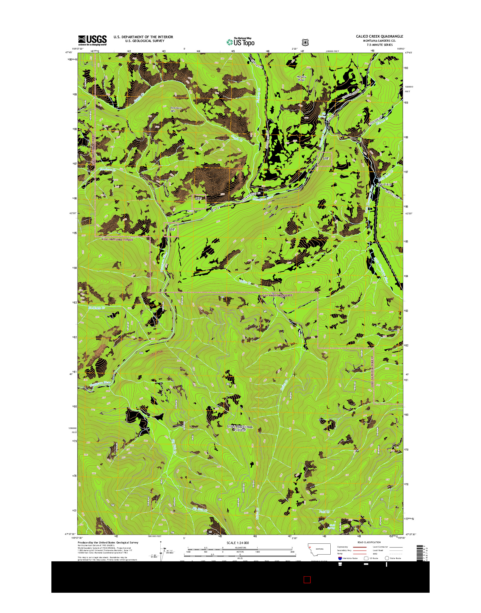 USGS US TOPO 7.5-MINUTE MAP FOR CALICO CREEK, MT 2014