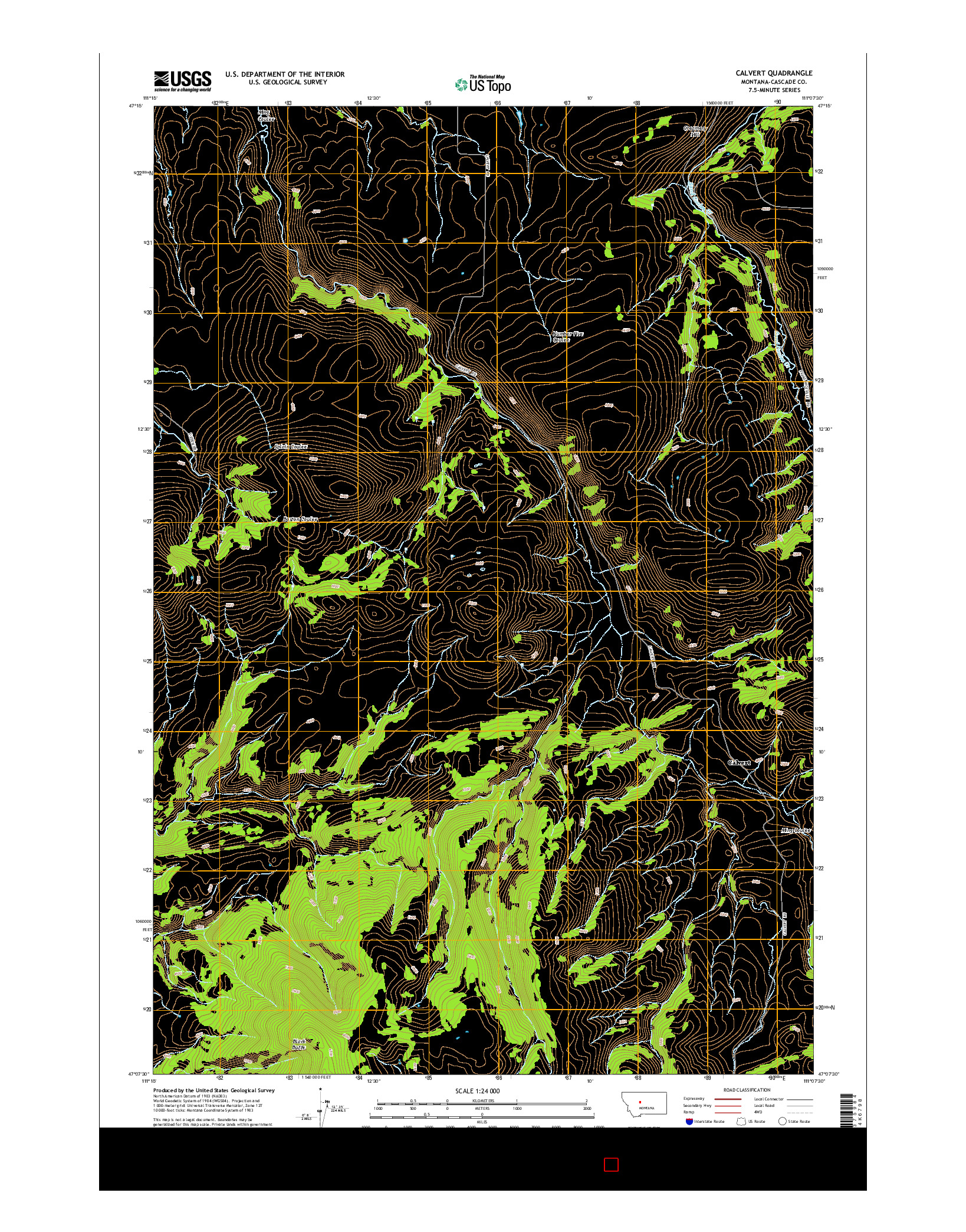 USGS US TOPO 7.5-MINUTE MAP FOR CALVERT, MT 2014