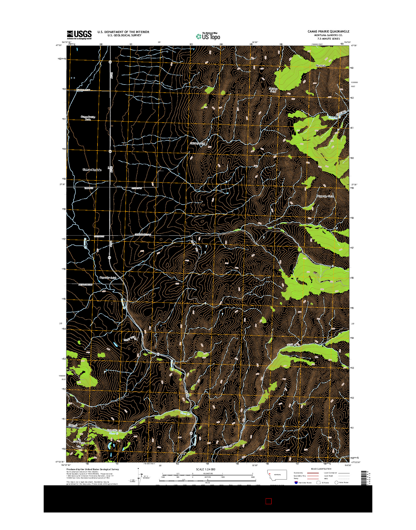 USGS US TOPO 7.5-MINUTE MAP FOR CAMAS PRAIRIE, MT 2014
