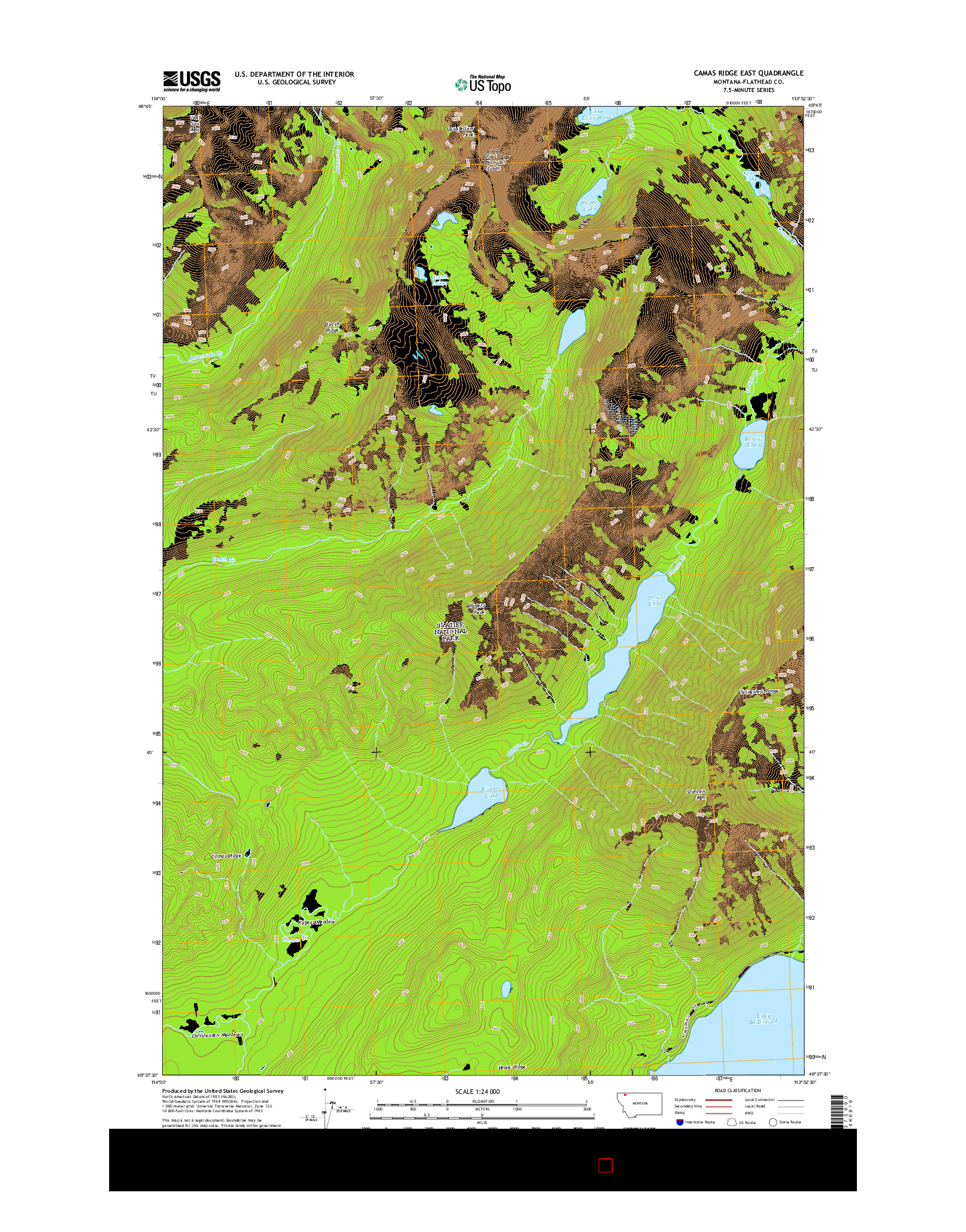 USGS US TOPO 7.5-MINUTE MAP FOR CAMAS RIDGE EAST, MT 2014