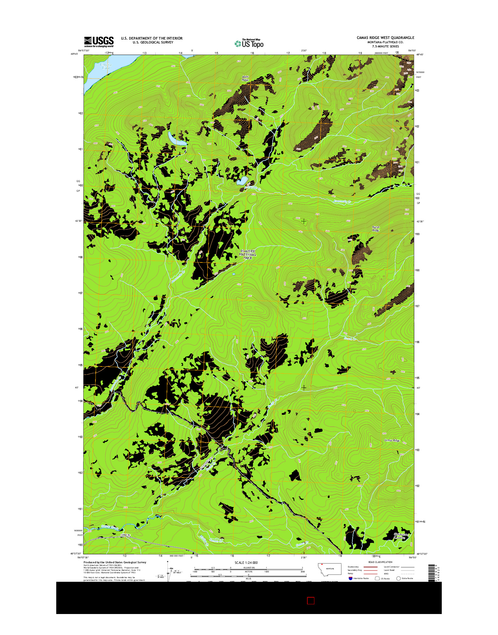 USGS US TOPO 7.5-MINUTE MAP FOR CAMAS RIDGE WEST, MT 2014