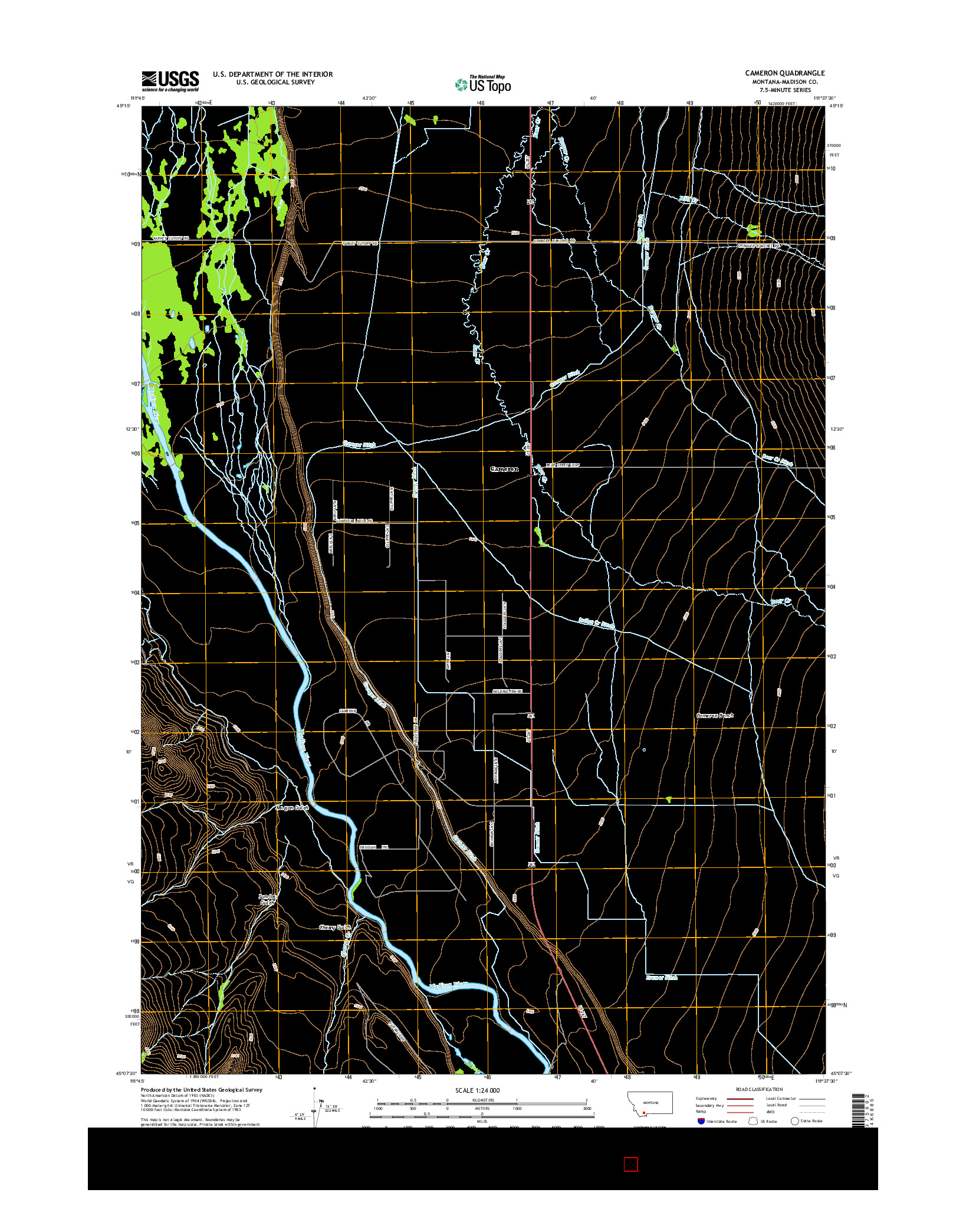 USGS US TOPO 7.5-MINUTE MAP FOR CAMERON, MT 2014