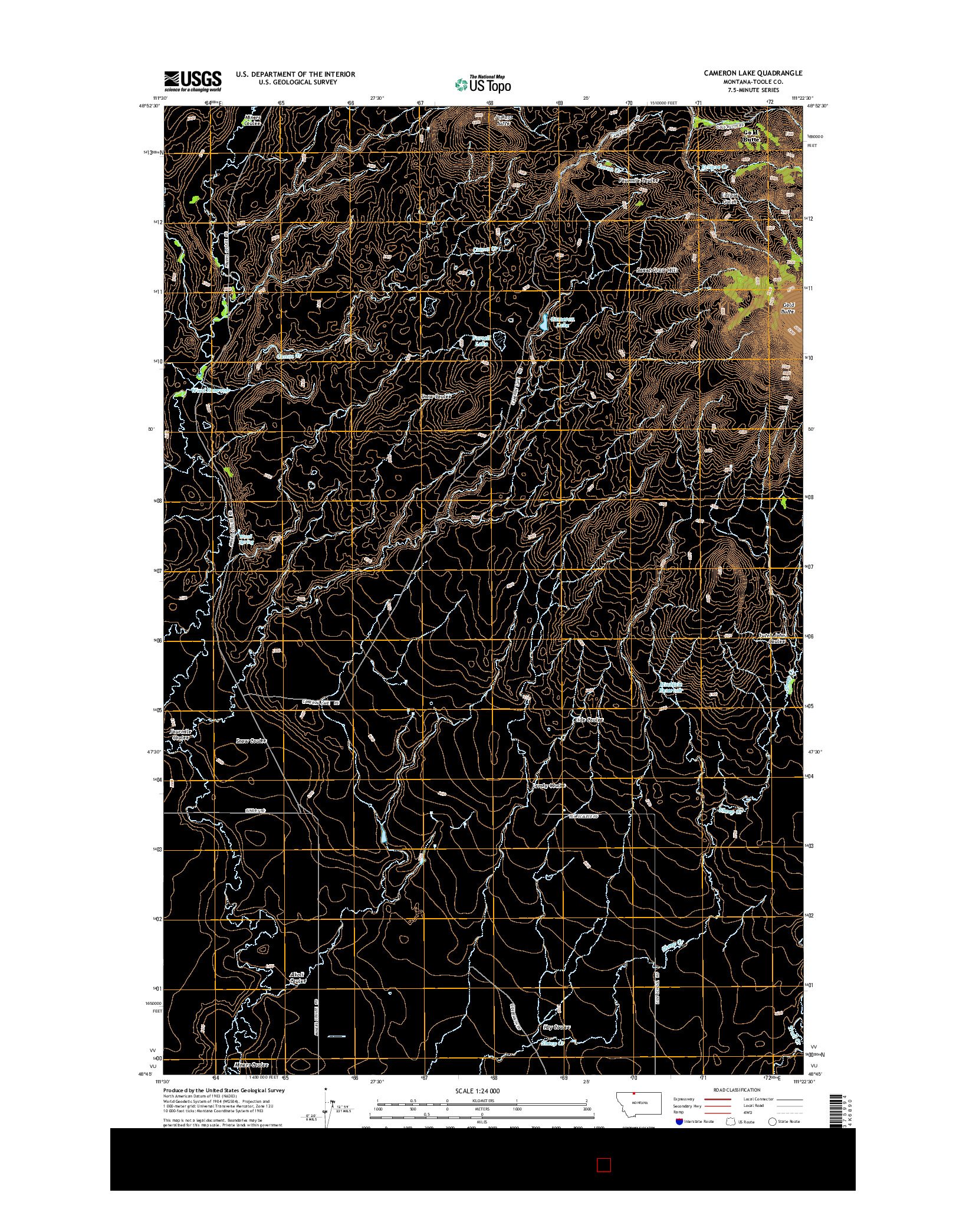 USGS US TOPO 7.5-MINUTE MAP FOR CAMERON LAKE, MT 2014