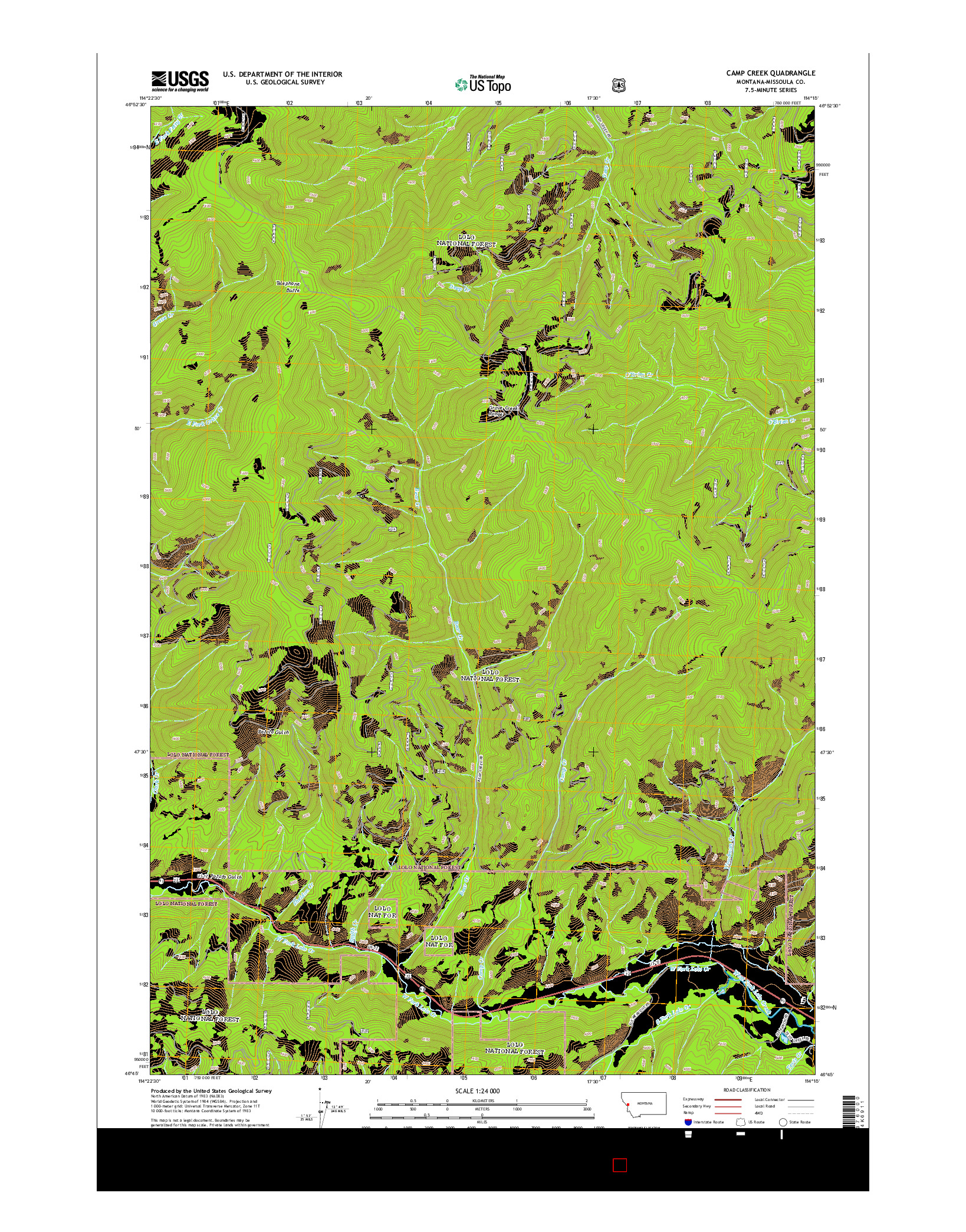 USGS US TOPO 7.5-MINUTE MAP FOR CAMP CREEK, MT 2014