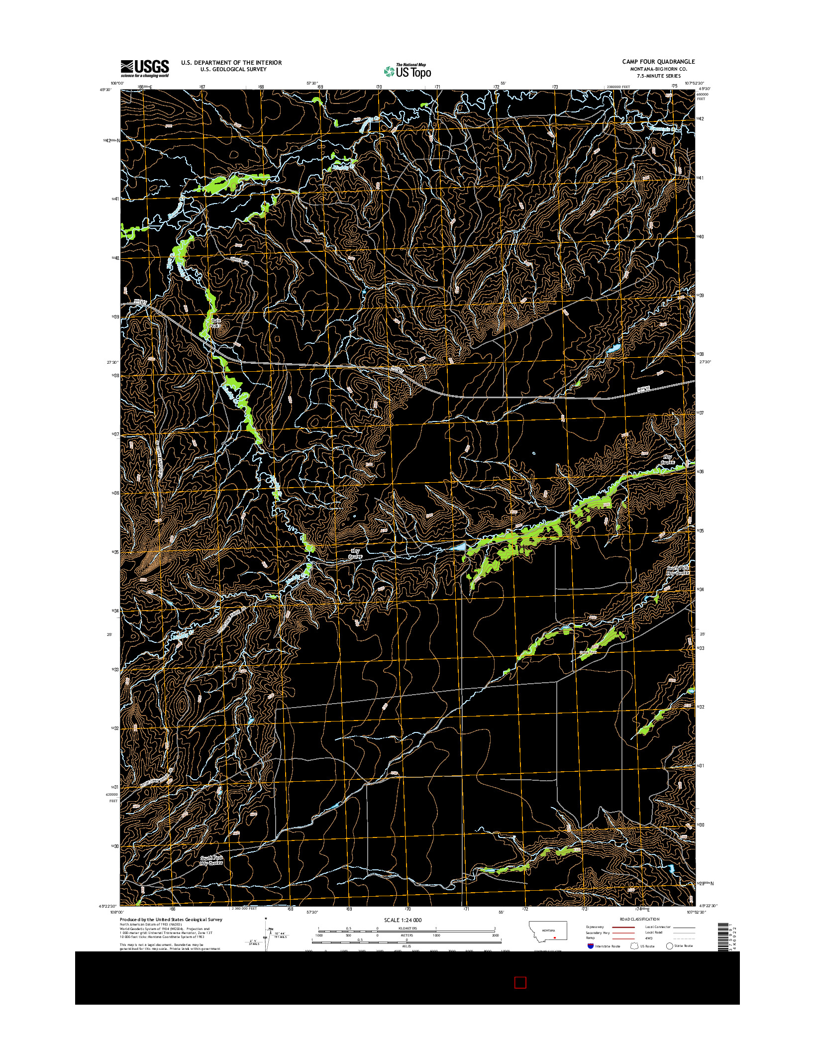 USGS US TOPO 7.5-MINUTE MAP FOR CAMP FOUR, MT 2014