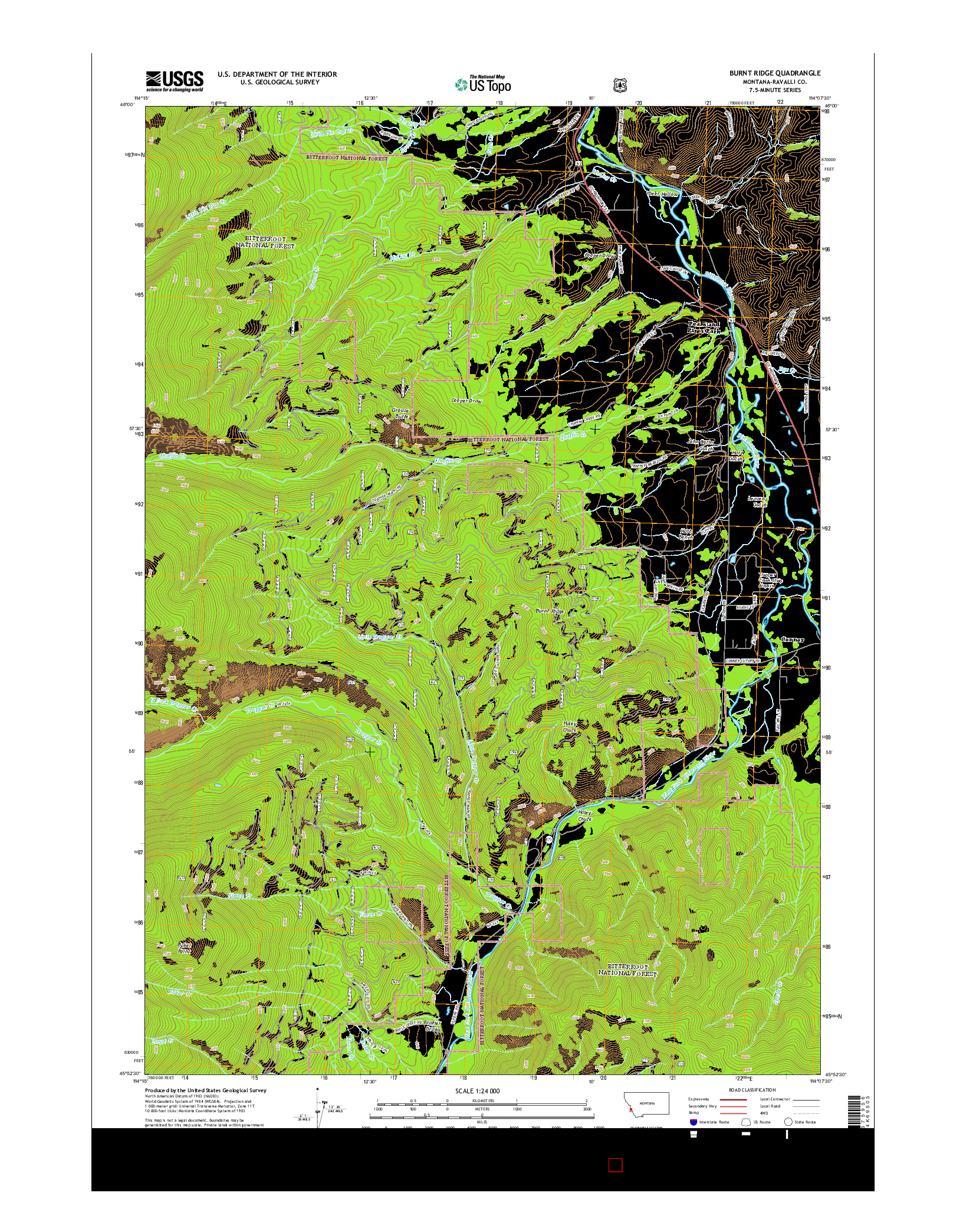 USGS US TOPO 7.5-MINUTE MAP FOR BURNT RIDGE, MT 2014