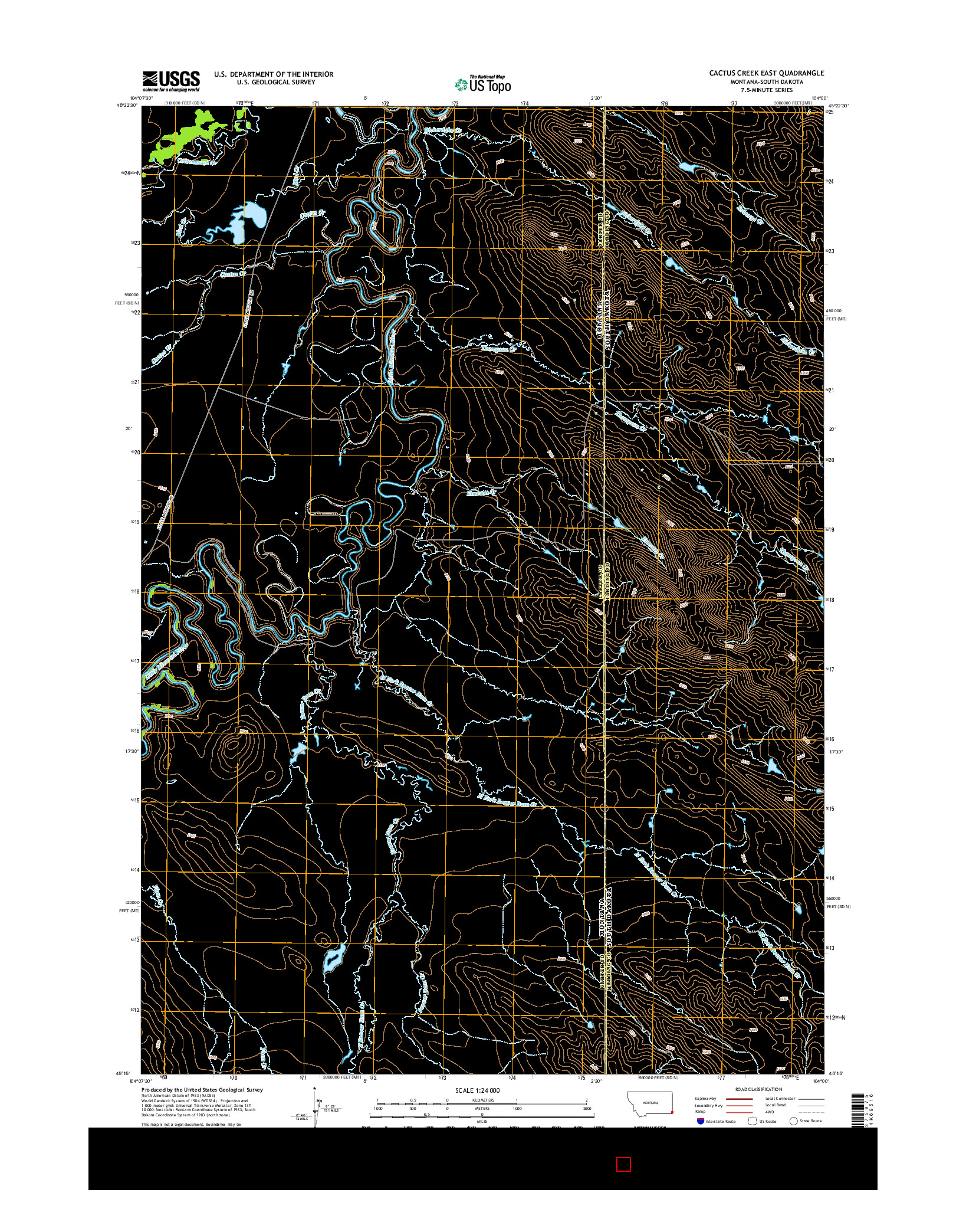 USGS US TOPO 7.5-MINUTE MAP FOR CACTUS CREEK EAST, MT-SD 2014