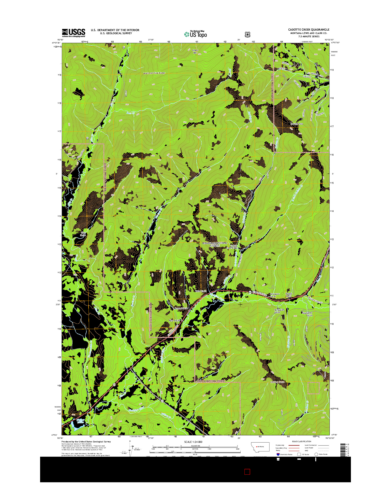 USGS US TOPO 7.5-MINUTE MAP FOR CADOTTE CREEK, MT 2014