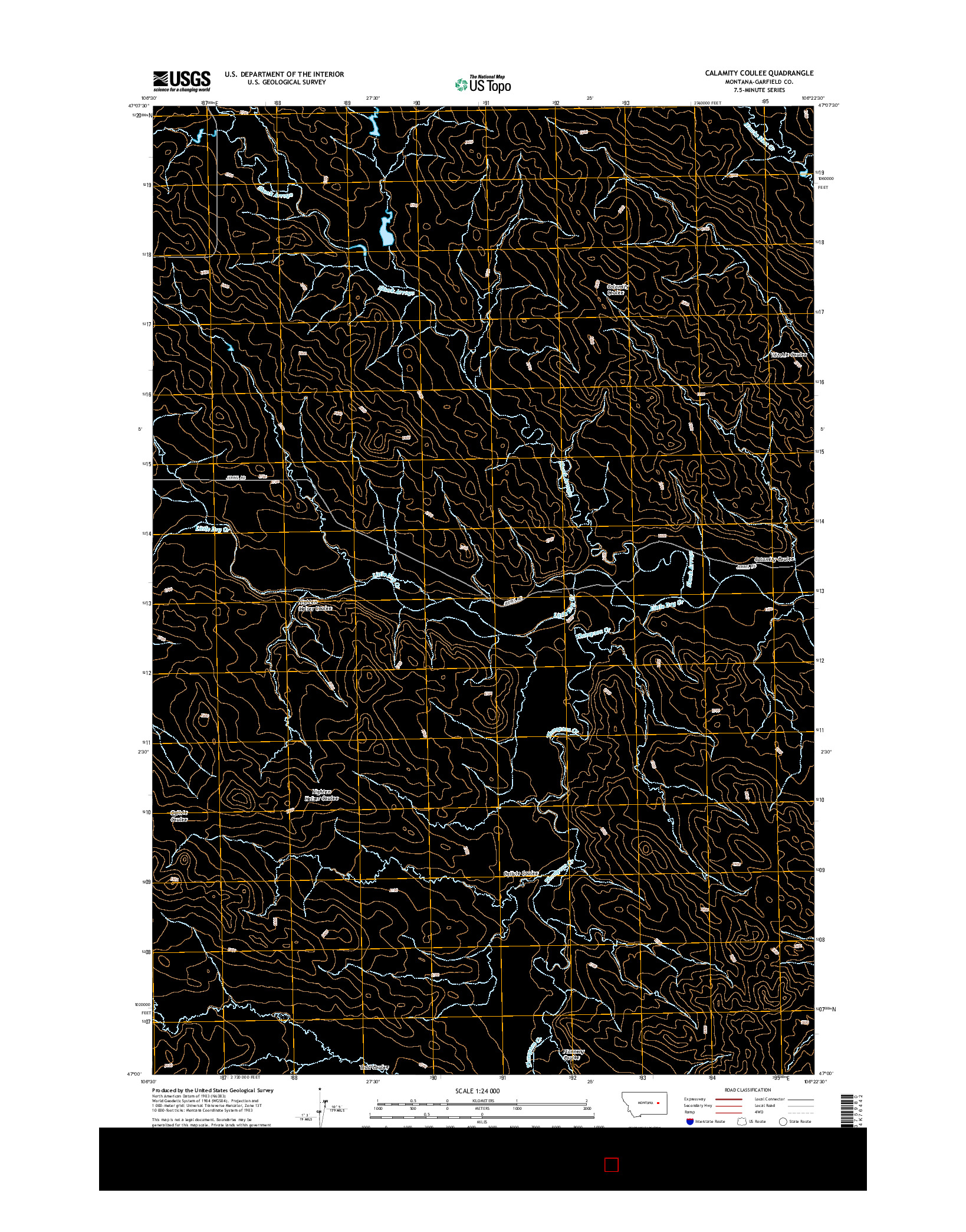 USGS US TOPO 7.5-MINUTE MAP FOR CALAMITY COULEE, MT 2014