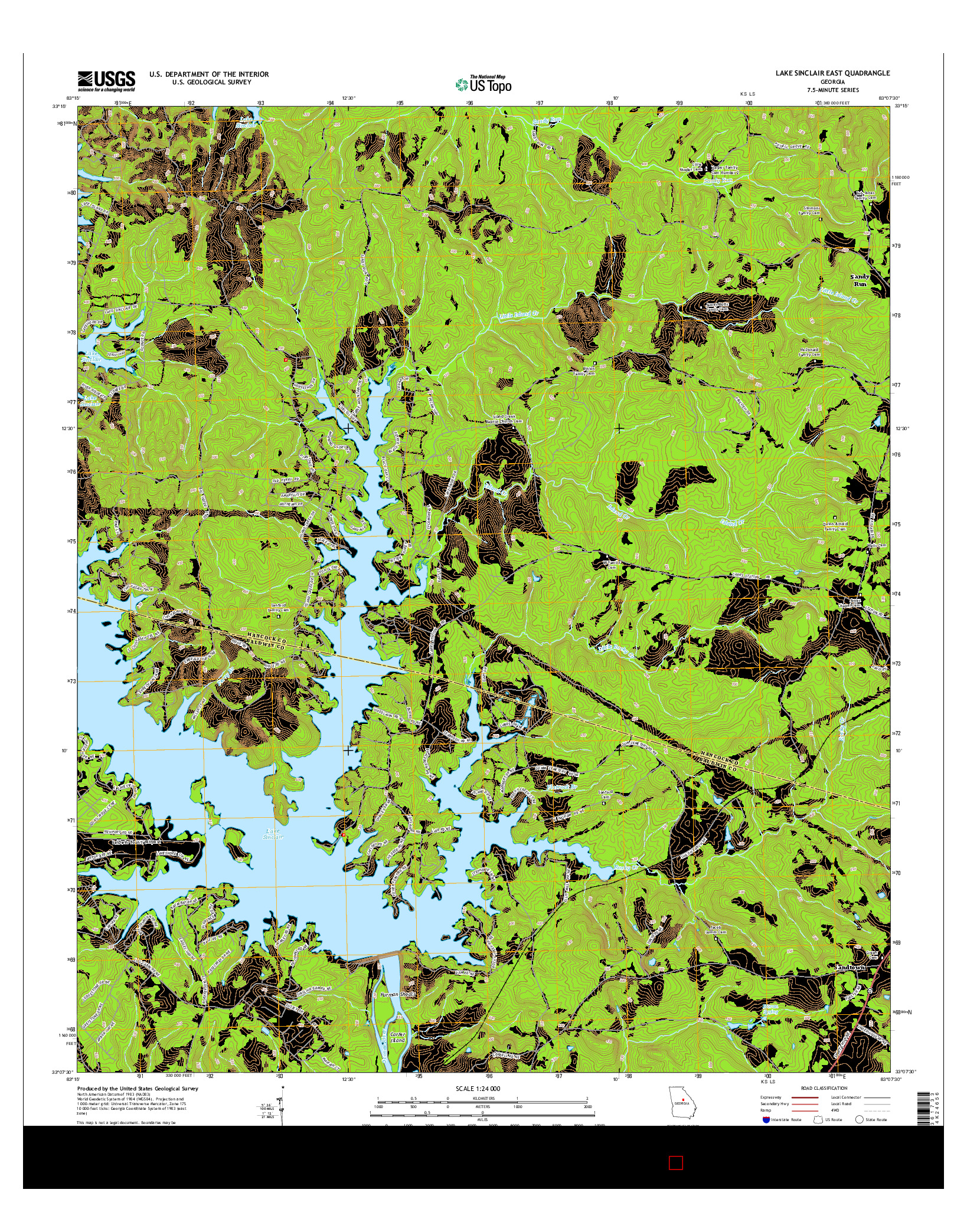 USGS US TOPO 7.5-MINUTE MAP FOR LAKE SINCLAIR EAST, GA 2014