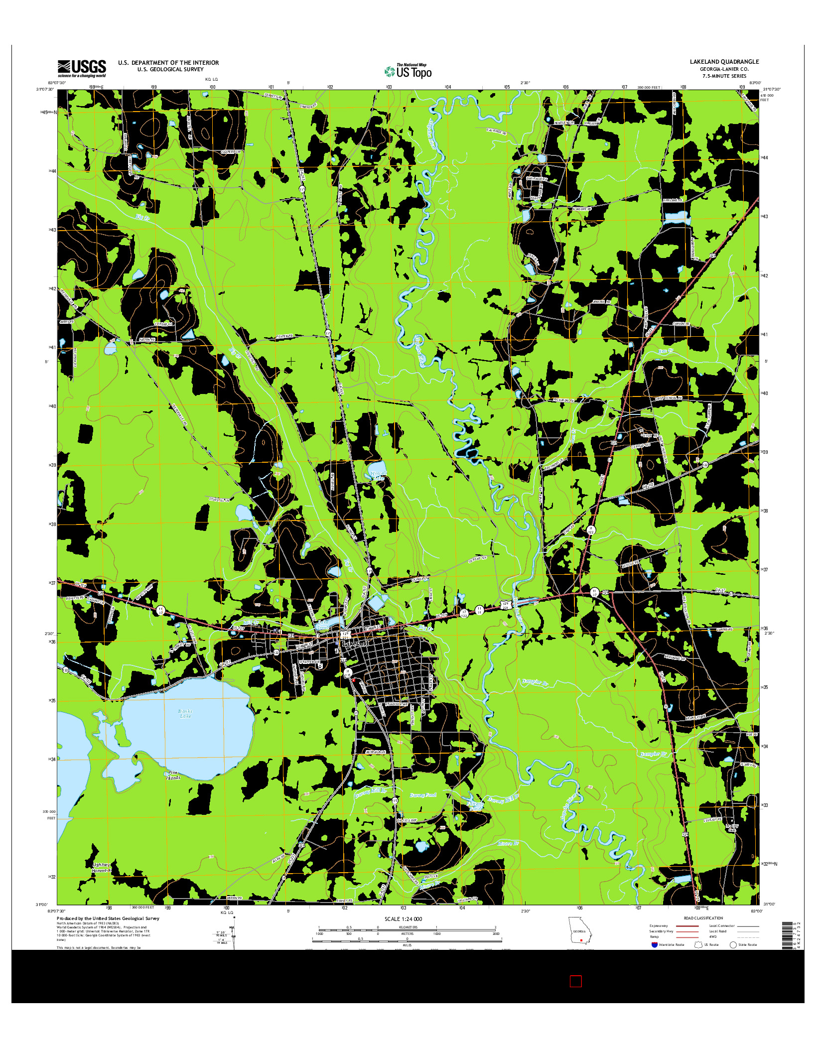 USGS US TOPO 7.5-MINUTE MAP FOR LAKELAND, GA 2014