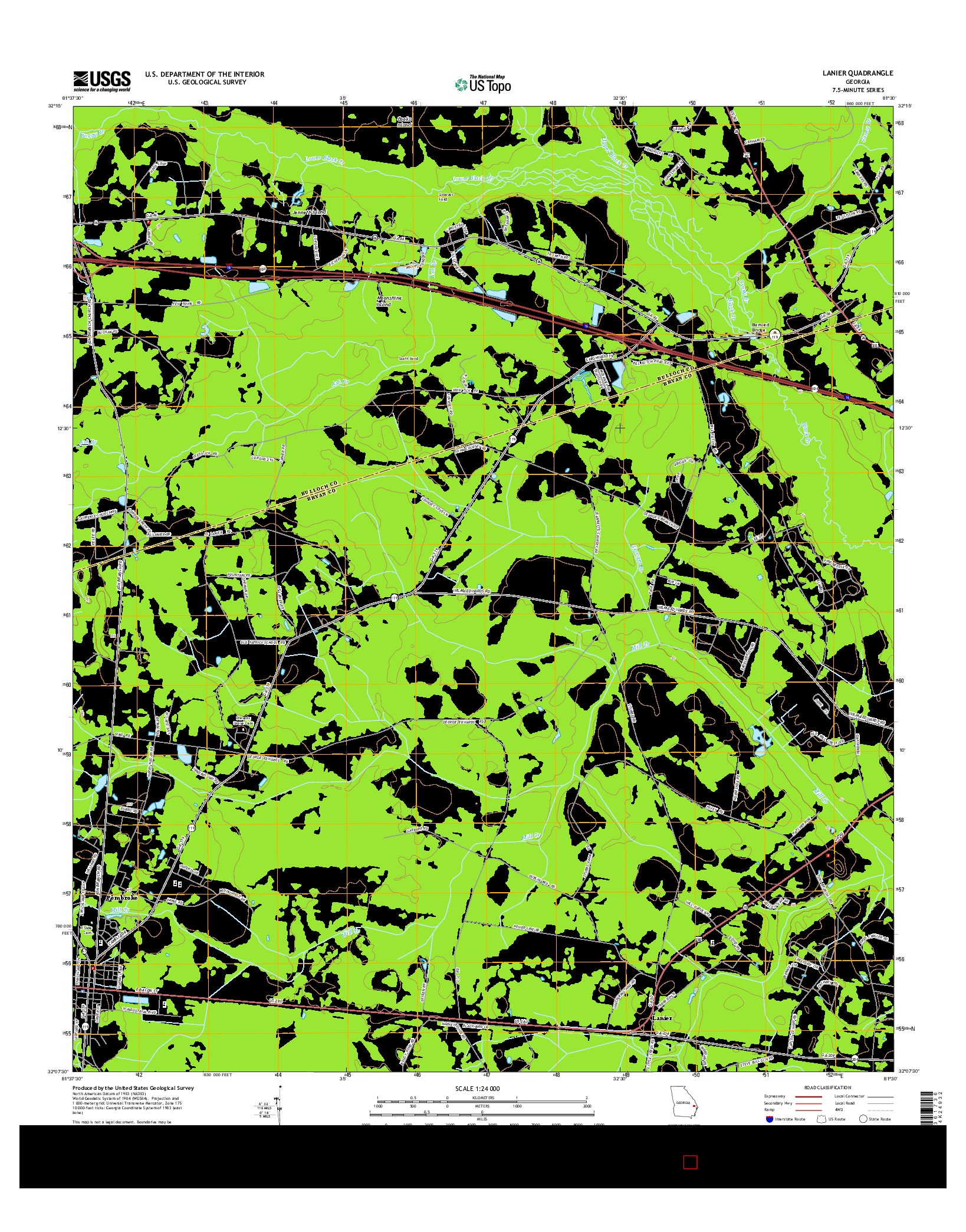 USGS US TOPO 7.5-MINUTE MAP FOR LANIER, GA 2014