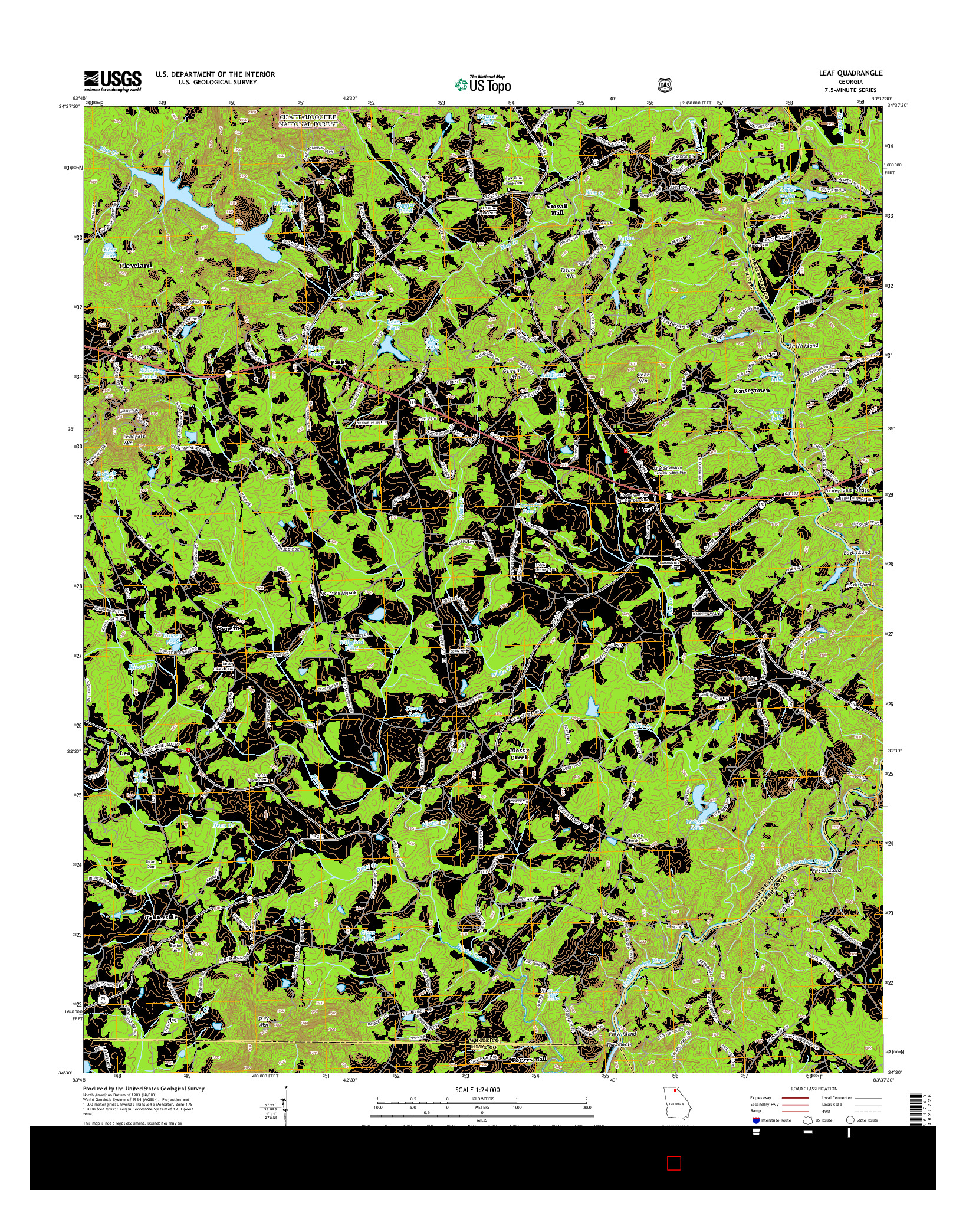 USGS US TOPO 7.5-MINUTE MAP FOR LEAF, GA 2014