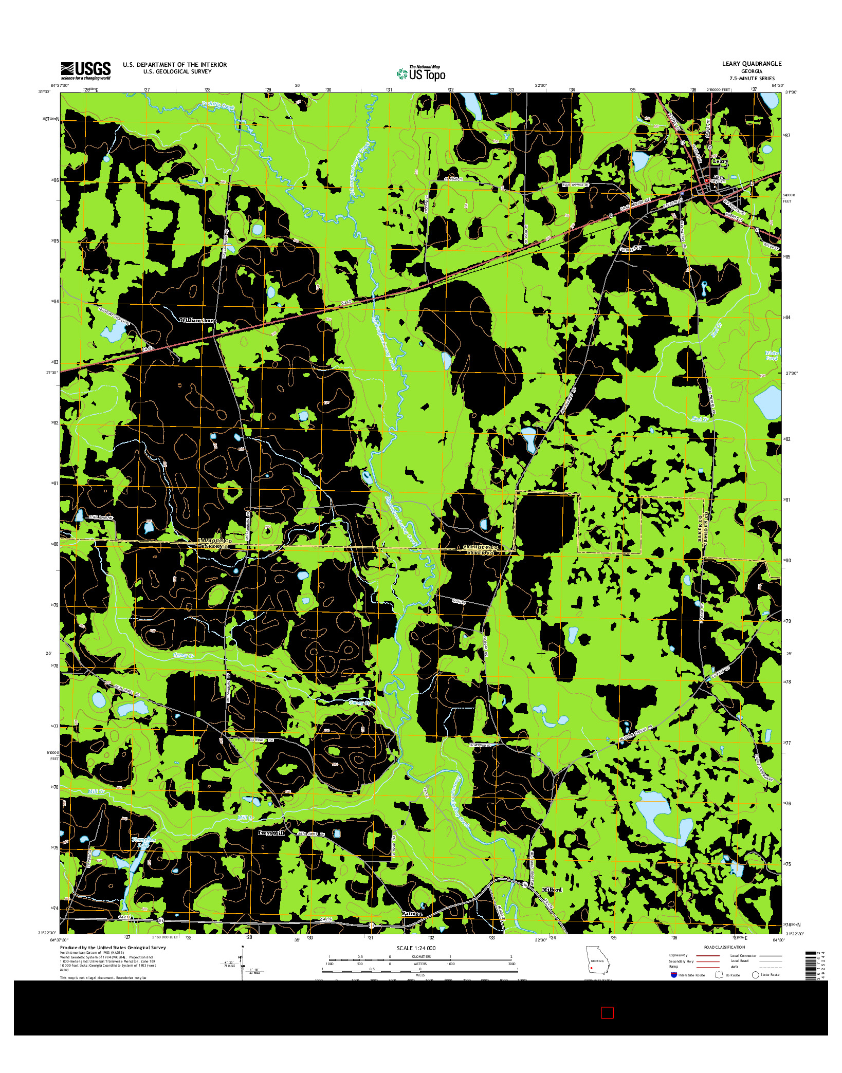 USGS US TOPO 7.5-MINUTE MAP FOR LEARY, GA 2014