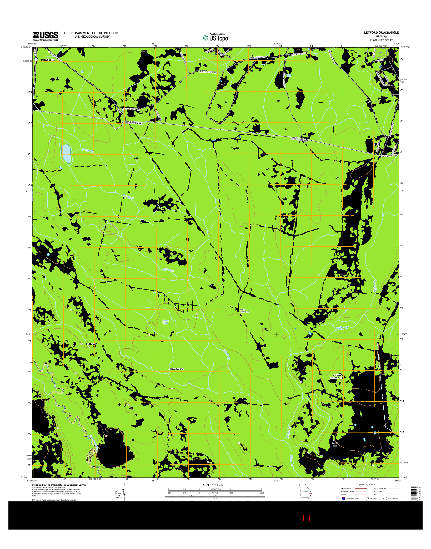 USGS US TOPO 7.5-MINUTE MAP FOR LETFORD, GA 2014