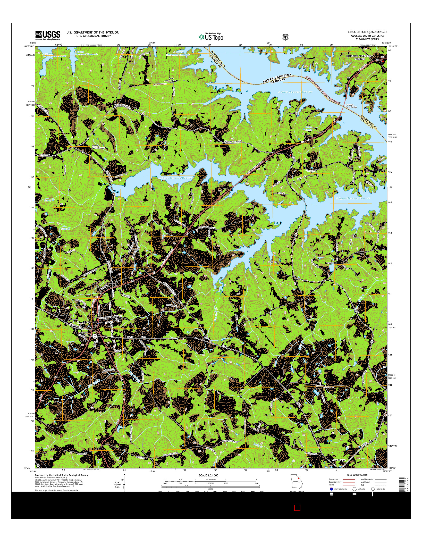 USGS US TOPO 7.5-MINUTE MAP FOR LINCOLNTON, GA-SC 2014