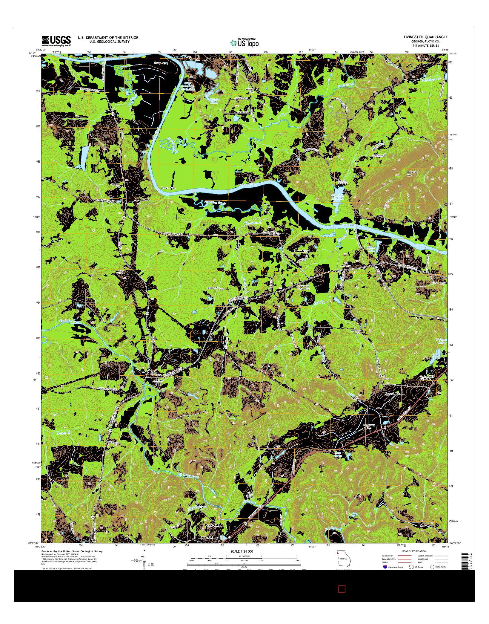 USGS US TOPO 7.5-MINUTE MAP FOR LIVINGSTON, GA 2014